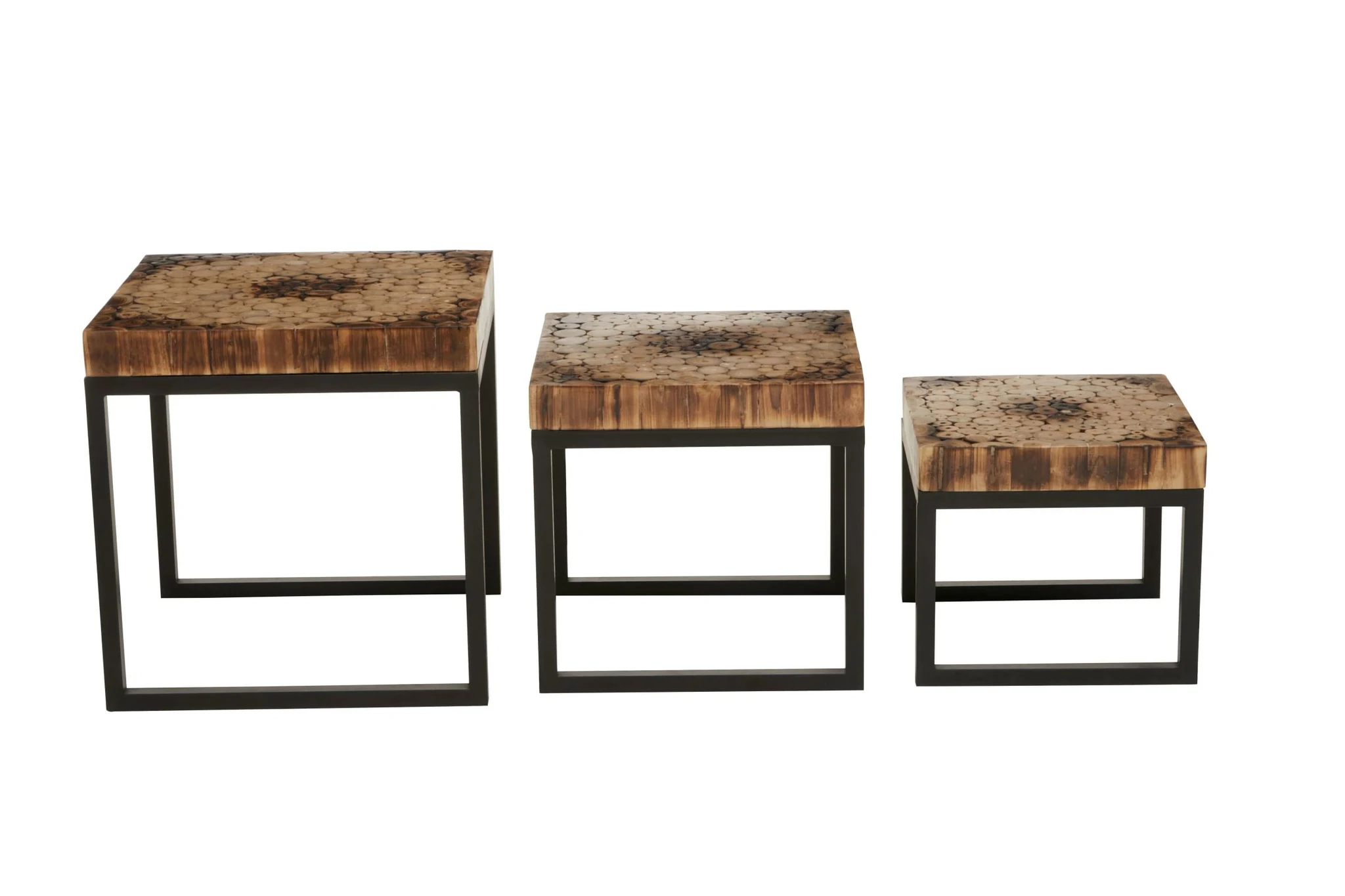 Malang Mosaic Teak Wood Set Of 3 Nesting Tables - Tables, photo 8 of 8