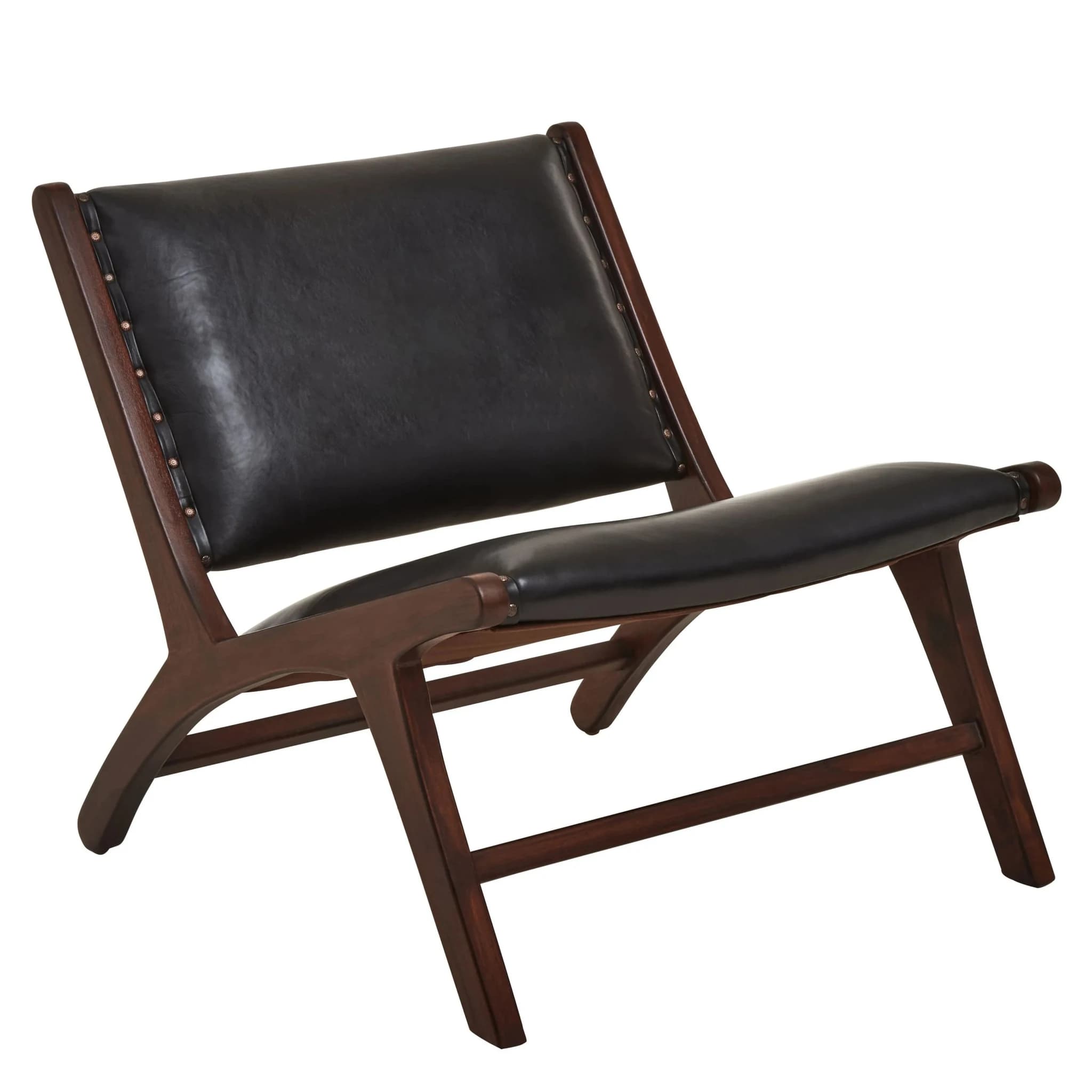 Inca Genuine Black Leather Lounge Chair - Seating, photo 4 of 8