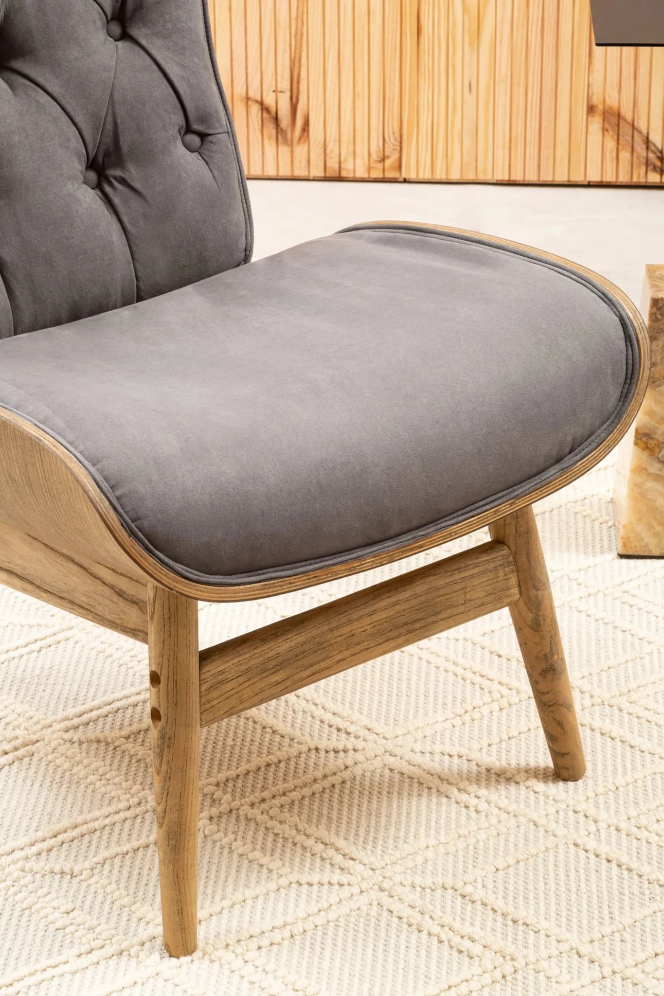 Vinsi Dark Grey Velvet Chair with Winged Back - Seating, photo 2 of 8