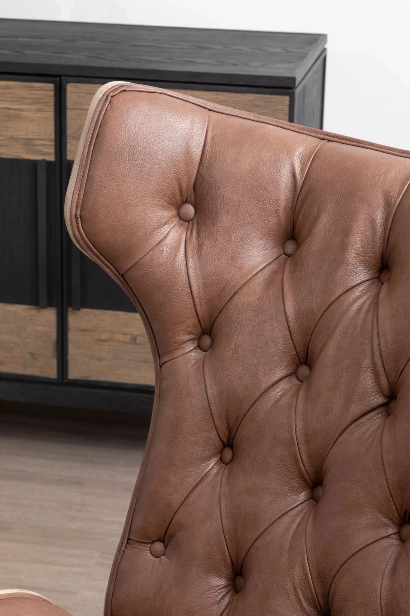 Vinsi Brown Leather Effect Chair With Winged Back - Seating, photo 5 of 8