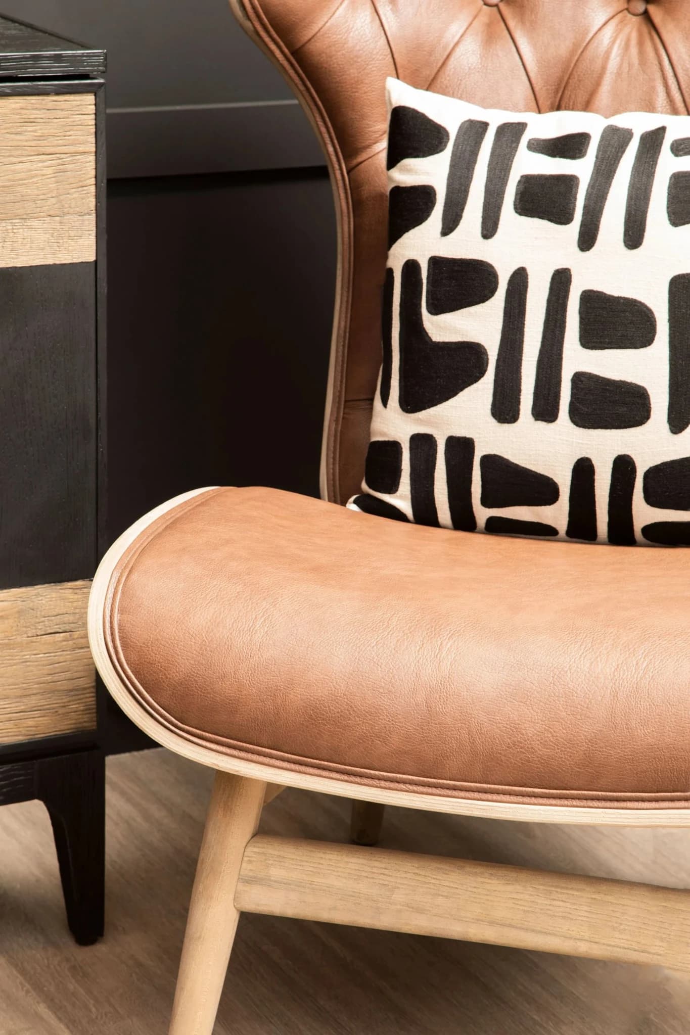 Vinsi Brown Leather Effect Chair With Winged Back - Seating, photo 2 of 8