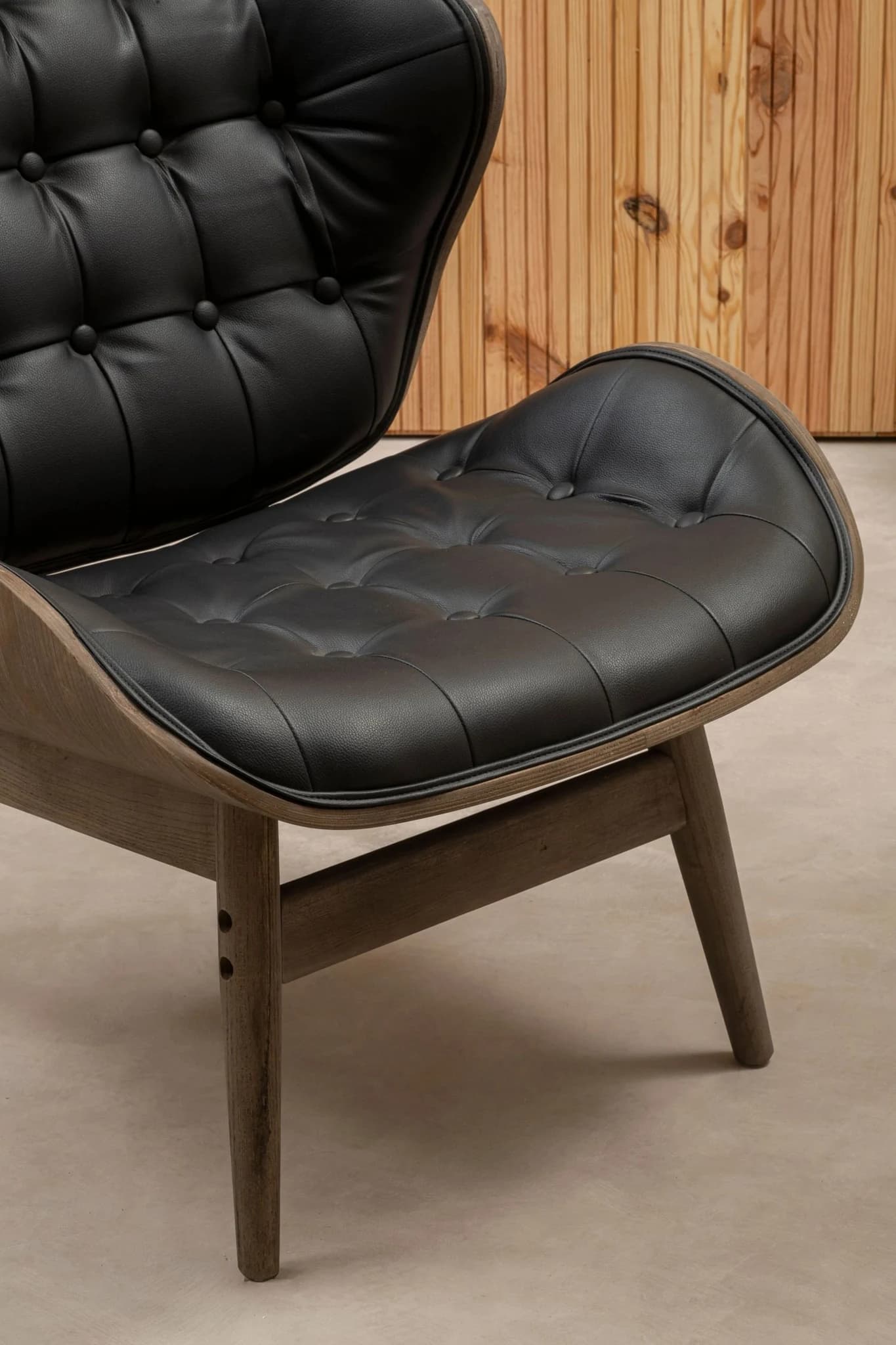 Vinsi Black Leather Effect Chair With Button Detail - Seating, photo 4 of 8