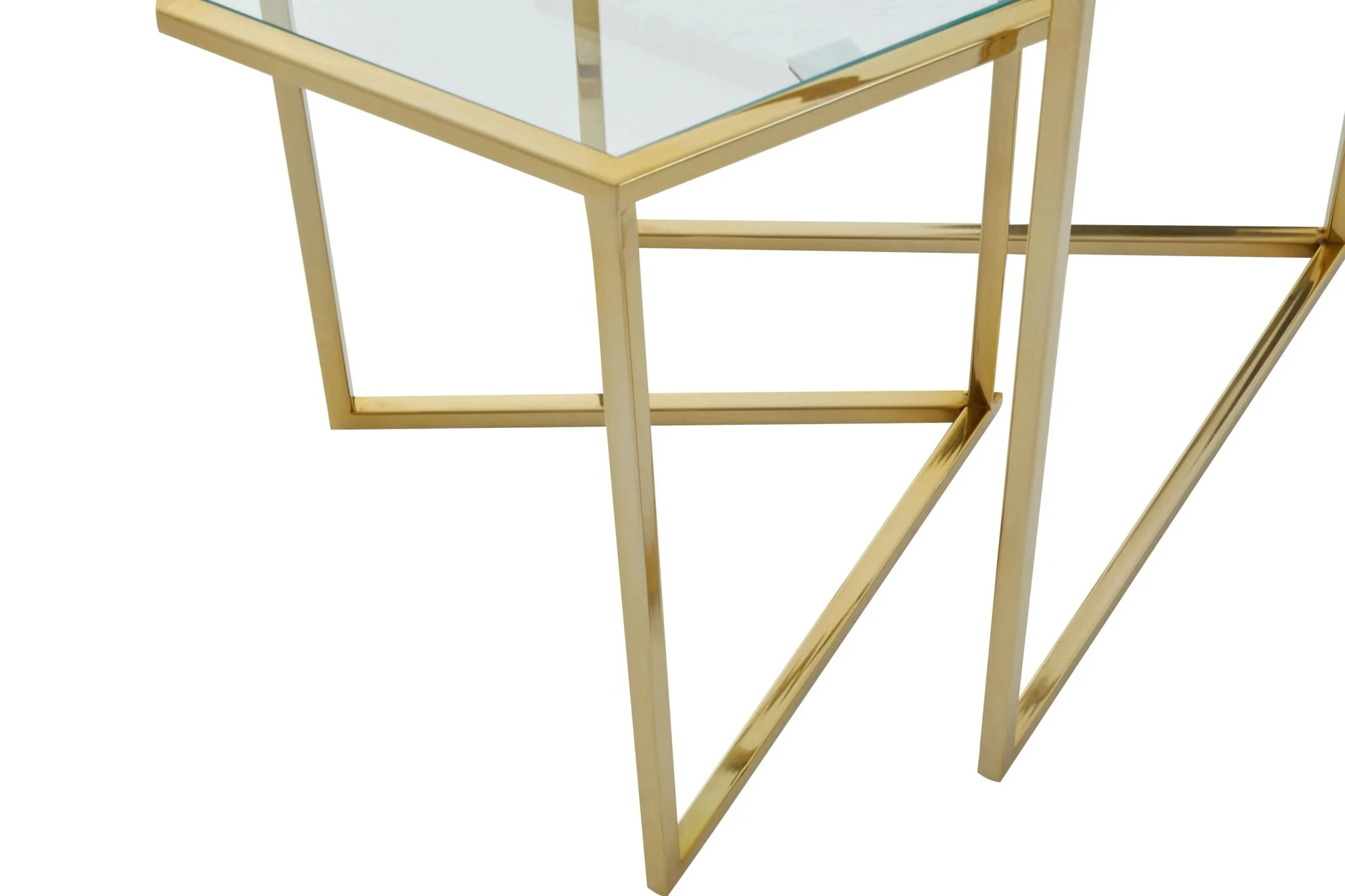 Herber Set Of 2 Gold Finish Hexagon Nesting Tables - Tables, photo 7 of 8
