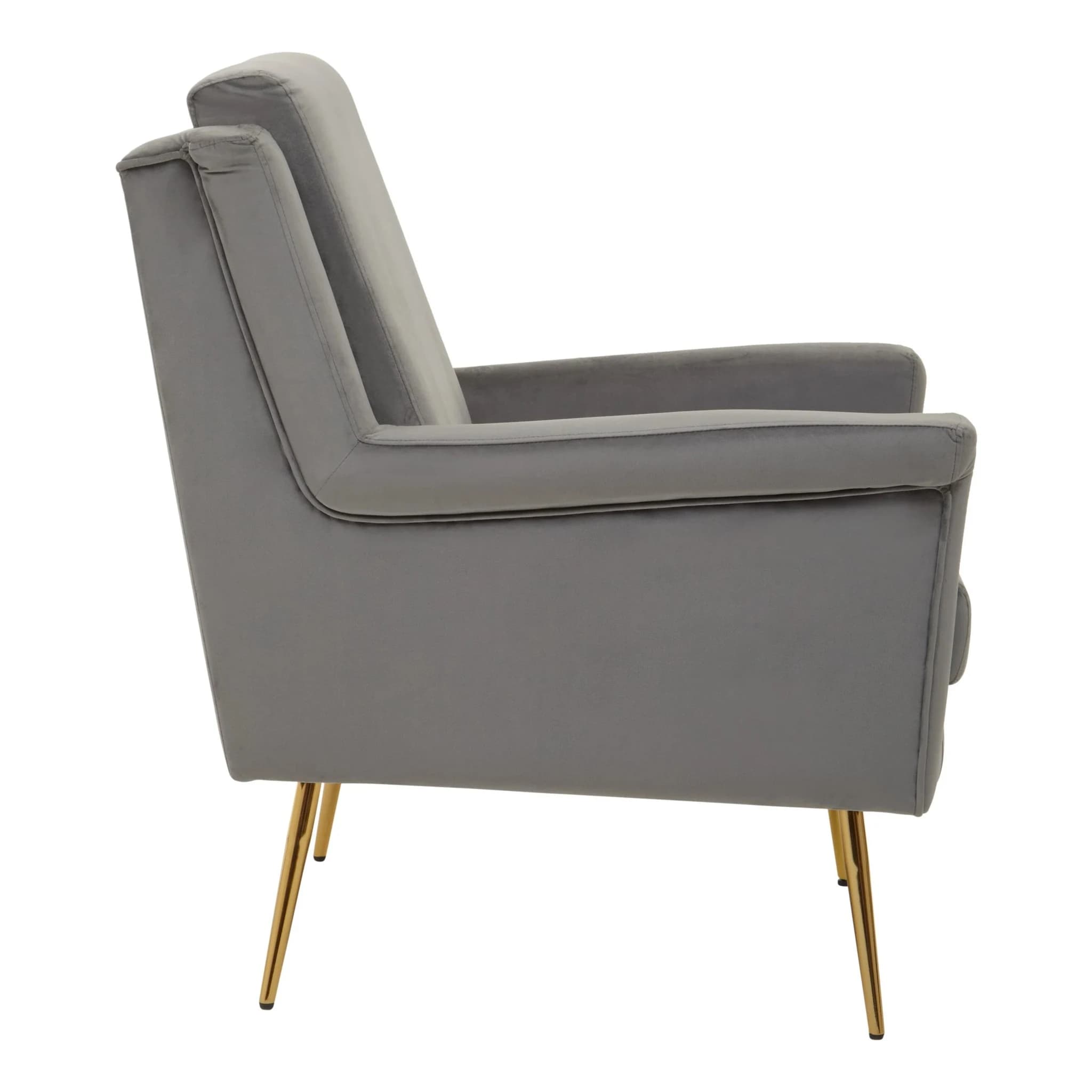 Salma Grey Velvet Armchair with Gold Legs - Seating, photo 3 of 8