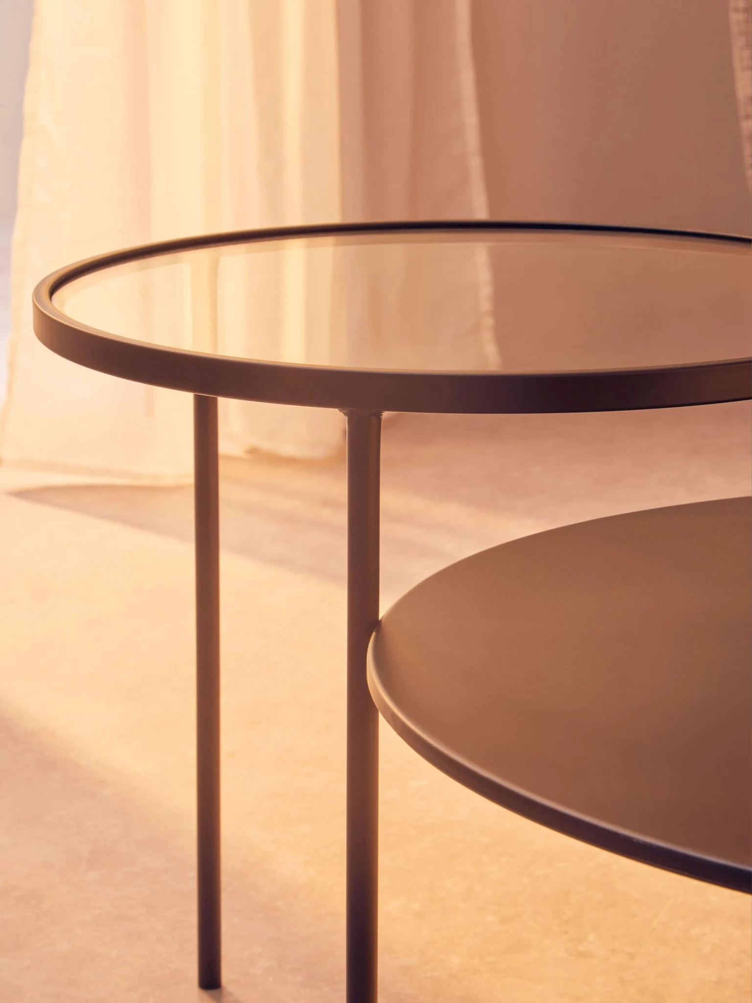 Trento Black Metal and Glass 2 Tier Coffee Table - Tables, photo 2 of 8