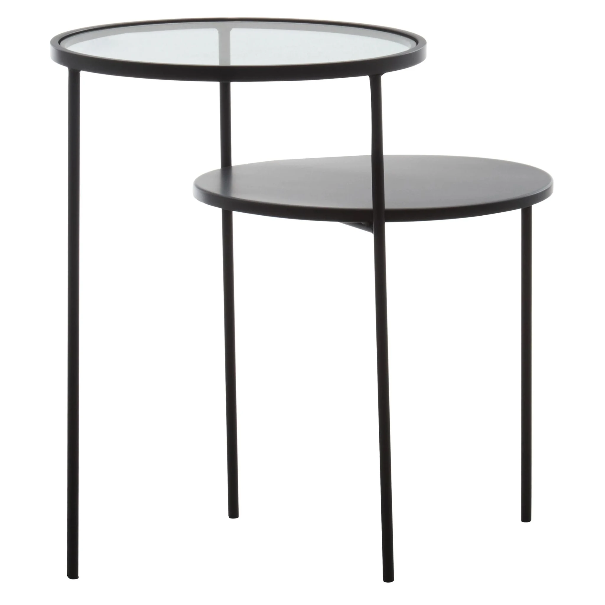 Trento Black Metal and Glass 2 Tier Side Table - Tables, photo 5 of 7