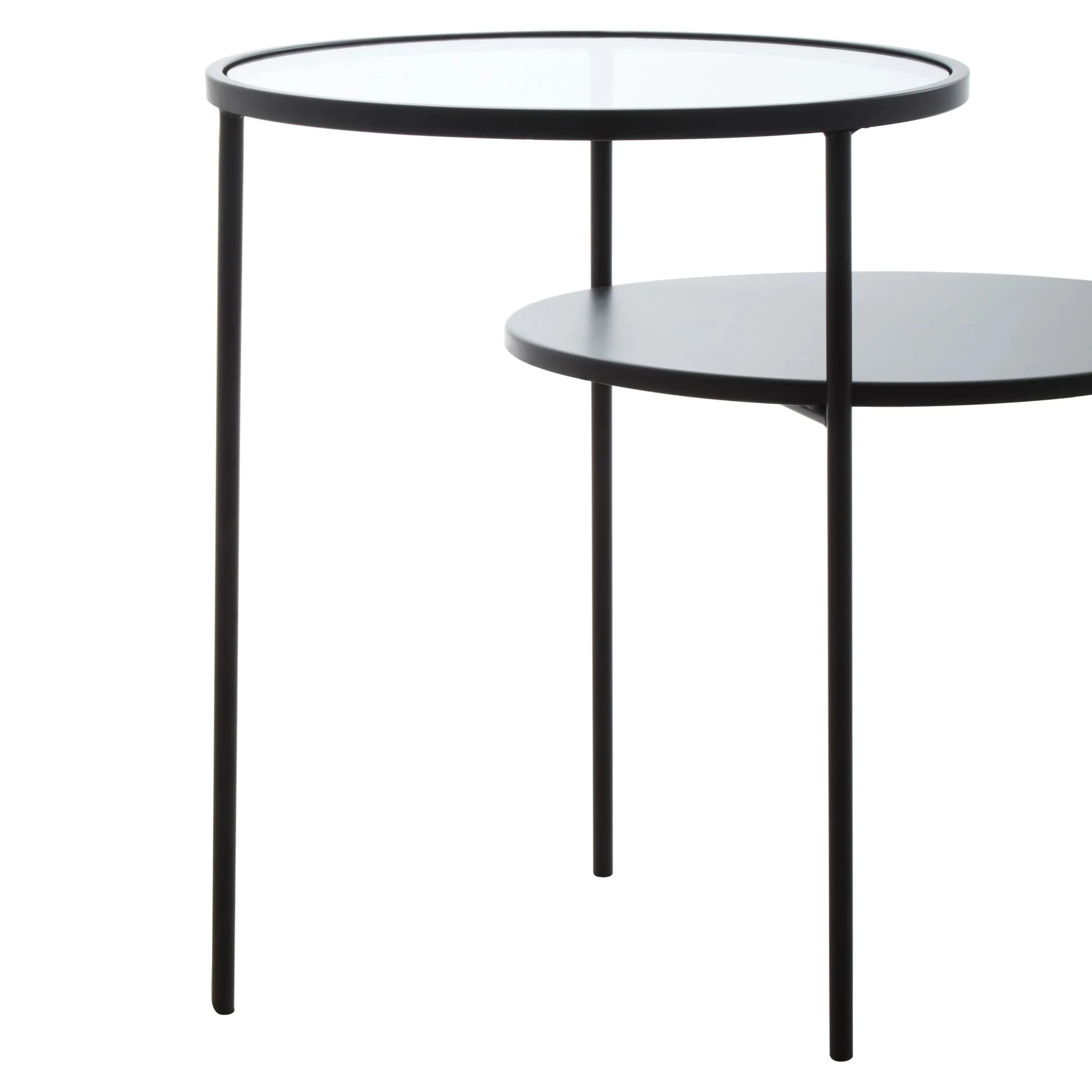 Trento Black Metal and Glass 2 Tier Side Table - Tables, photo 7 of 7