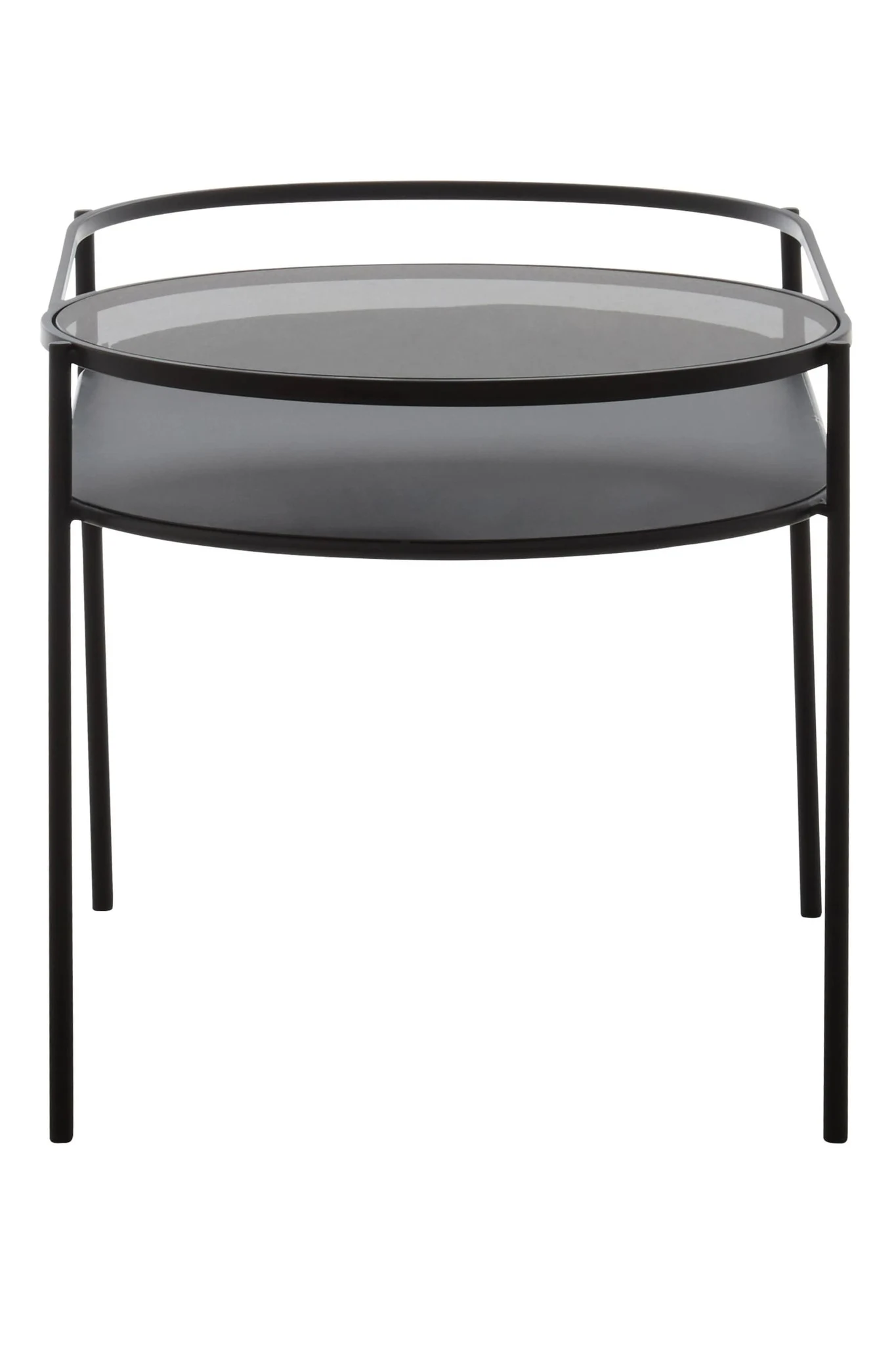 Trento Grey Glass and Black Finish 2 Tier Oval Coffee Table - Tables, photo 4 of 8