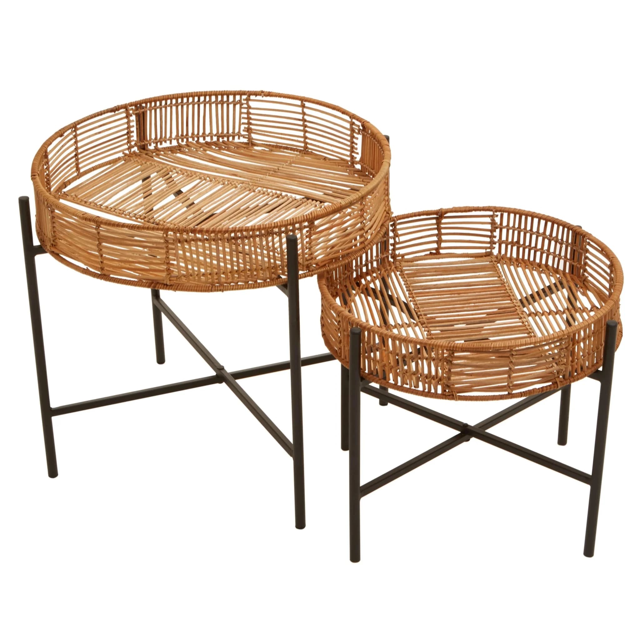 Batu Set Of 2 Natural Rattan Side Tables - Tables, photo 7 of 8