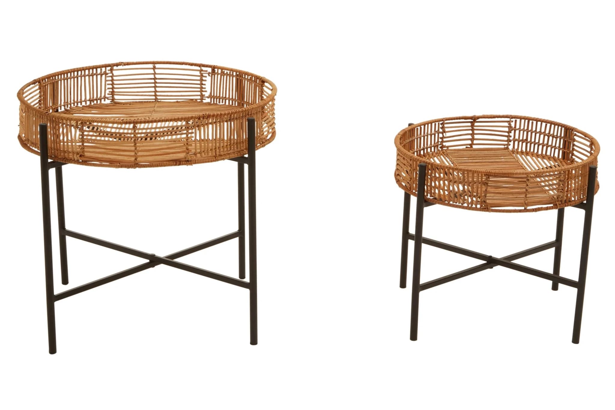 Batu Set Of 2 Natural Rattan Side Tables - Tables, photo 6 of 8
