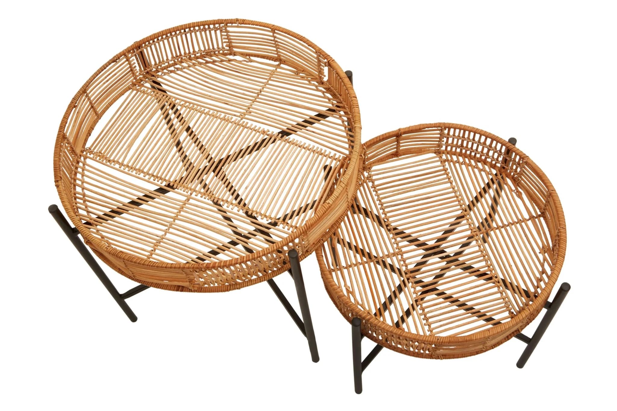 Batu Set Of 2 Natural Rattan Side Tables - Tables, photo 5 of 8