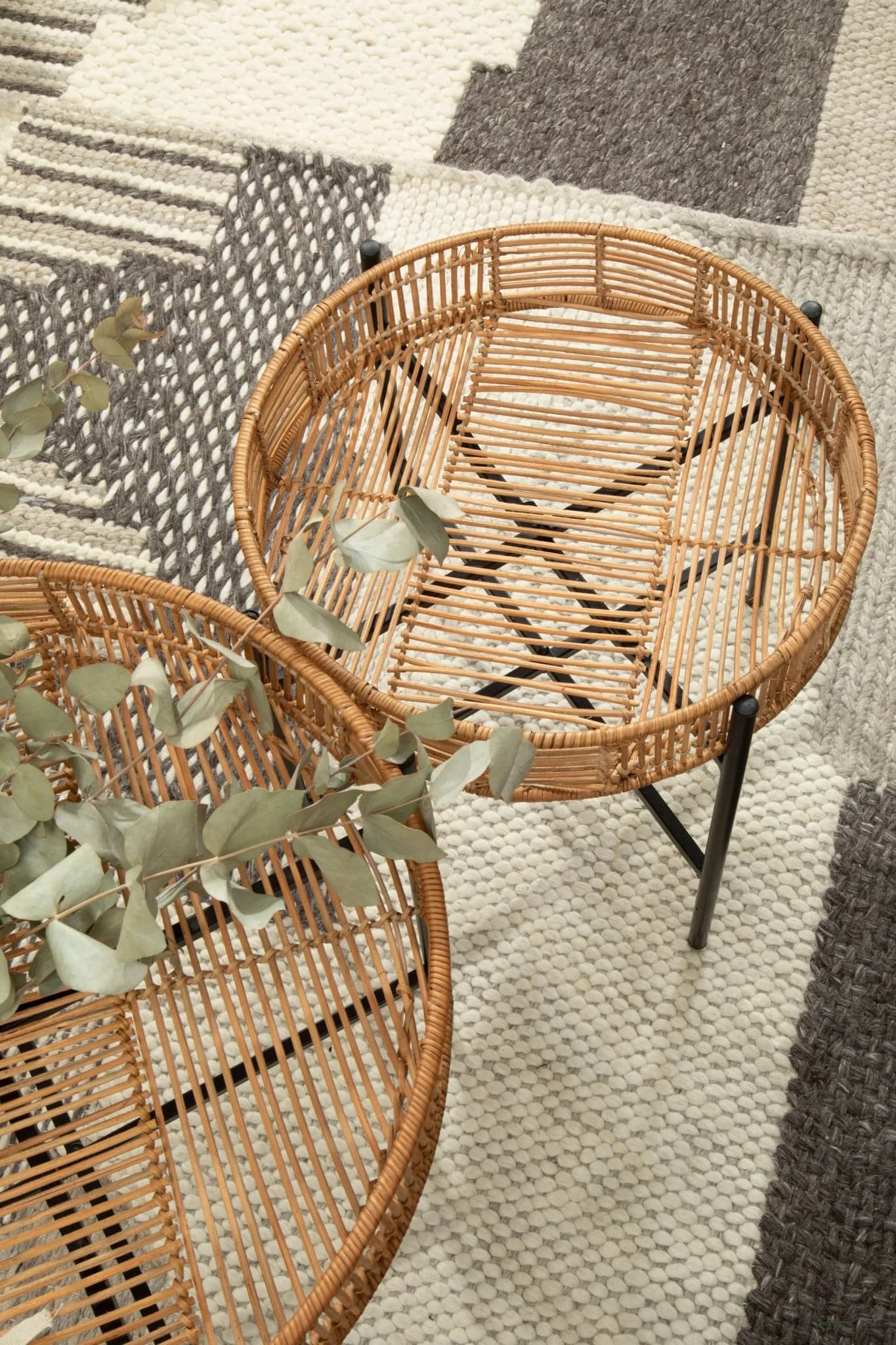 Batu Set Of 2 Natural Rattan Side Tables - Tables, photo 3 of 8