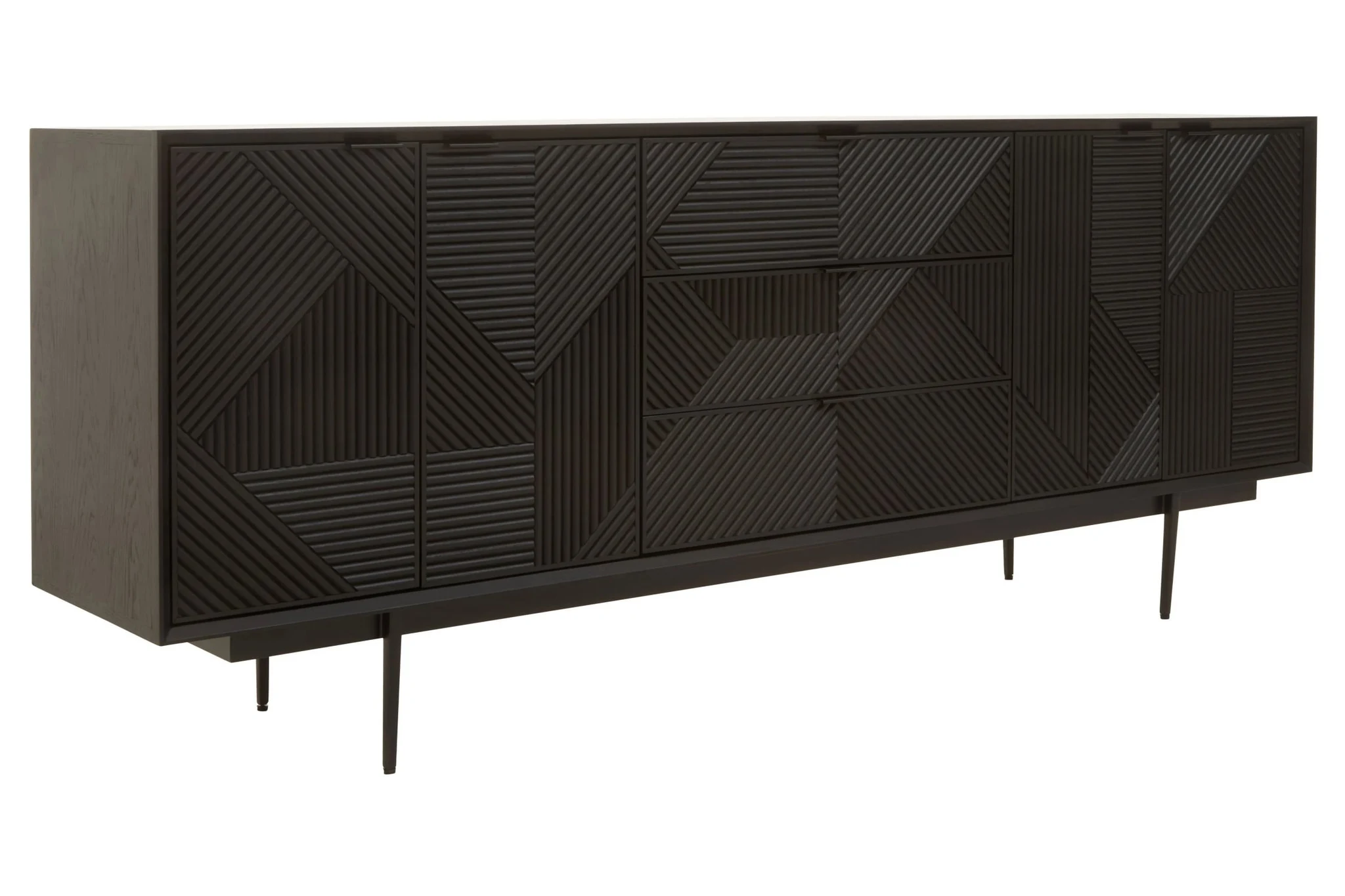 Jakara Black Finish Sideboard with 4 Doors and 3 Drawers - Bookcases & shelving, photo 6 of 8