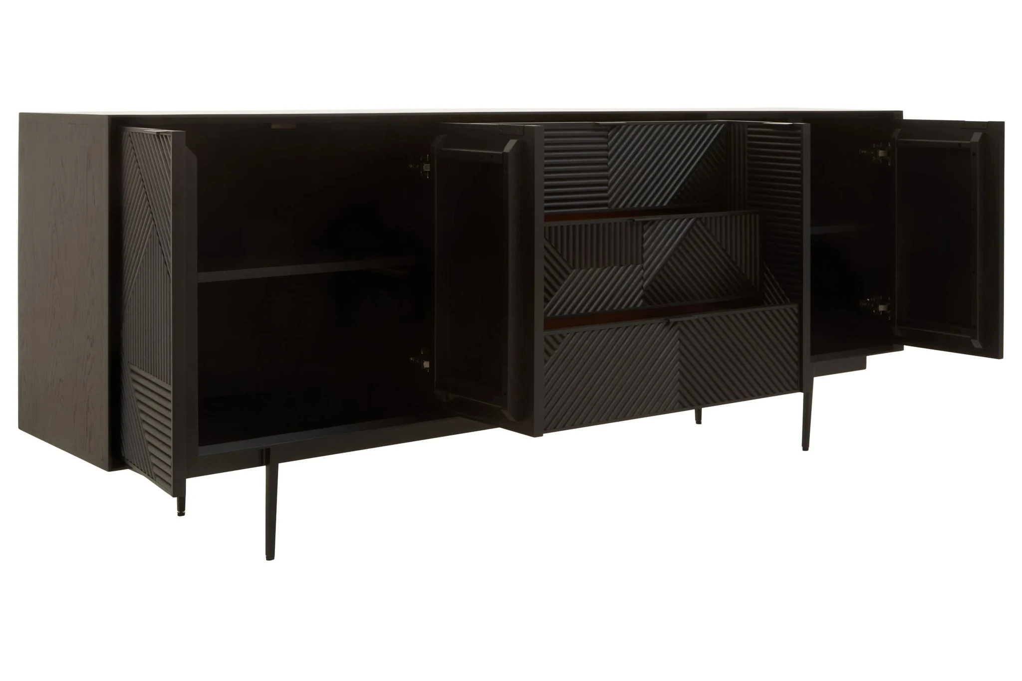 Jakara Black Finish Sideboard with 4 Doors and 3 Drawers - Bookcases & shelving, photo 5 of 8