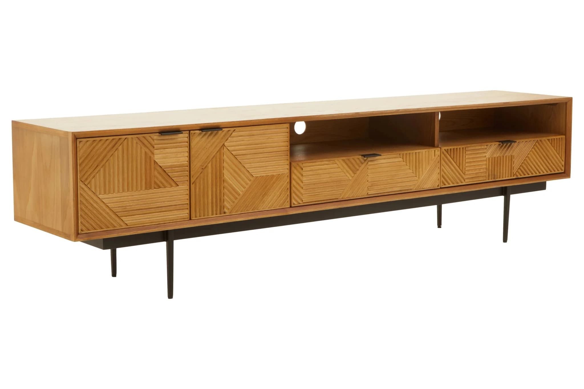 Jakara Natural Finish Carved Media Unit - Bookcases & shelving, photo 5 of 8
