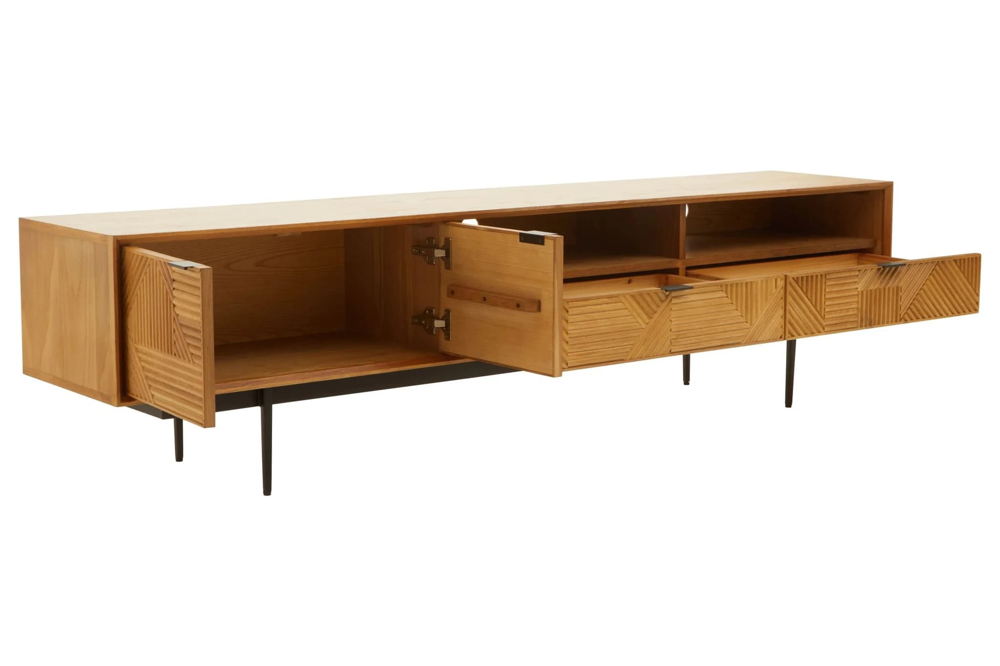 Jakara Natural Finish Carved Media Unit - Bookcases & shelving, photo 4 of 8