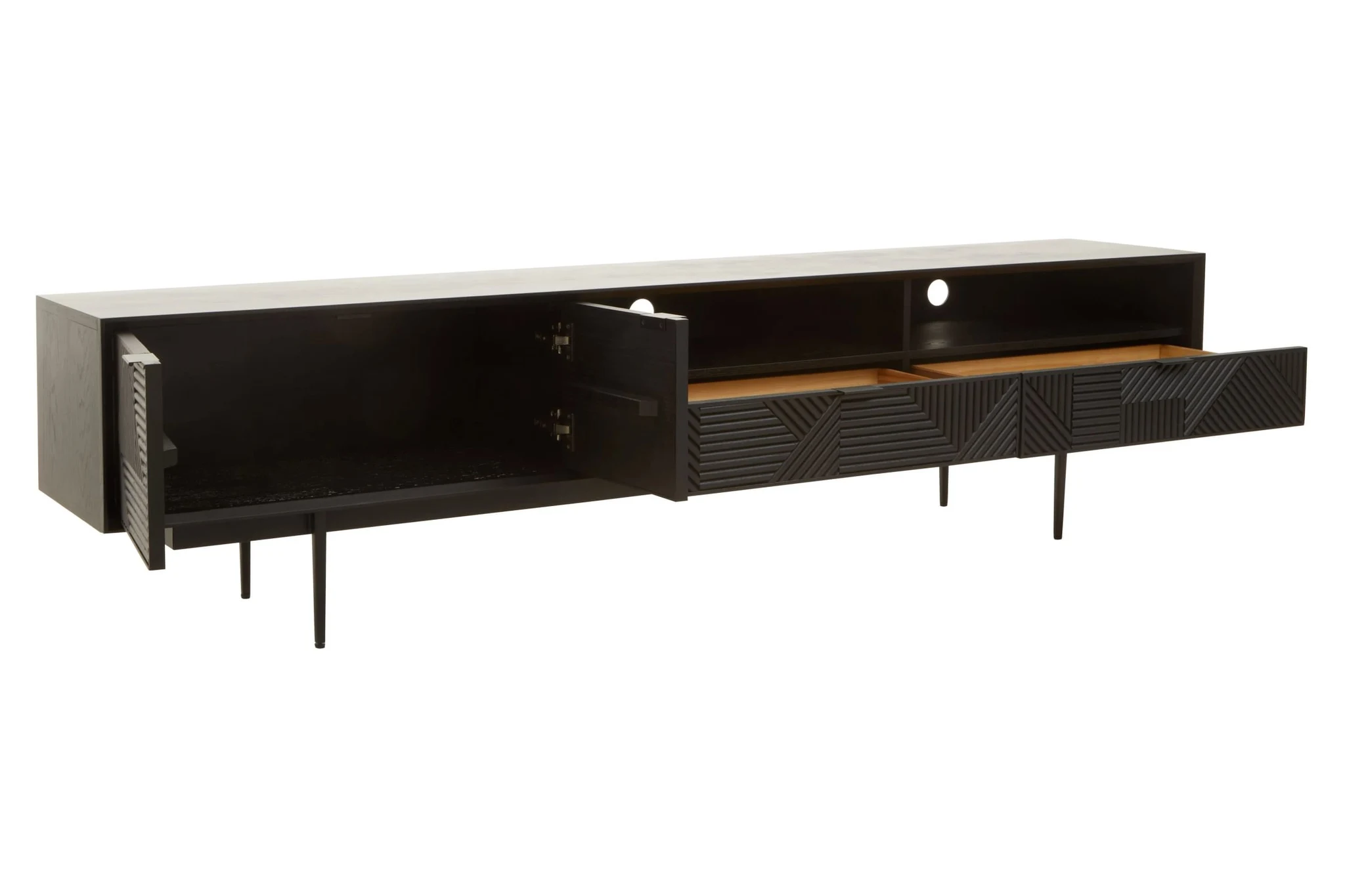 Jakara Black Finish Carved Media Unit - Bookcases & shelving, photo 4 of 8