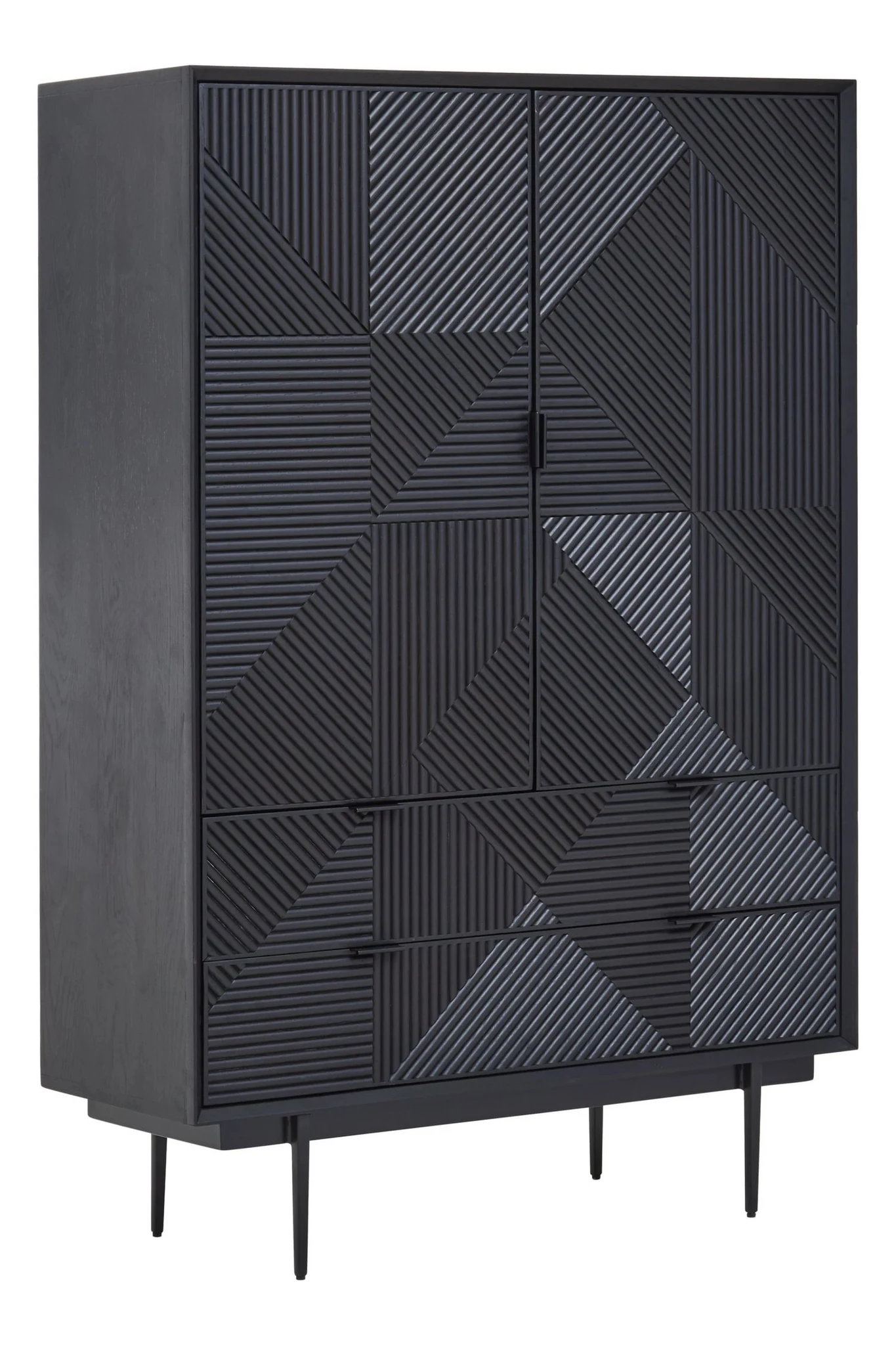 Jakara Black Finish Carved Cabinet - Bookcases & shelving, photo 5 of 8