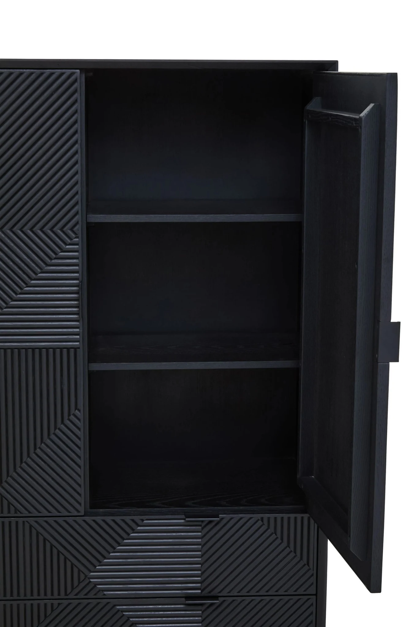 Jakara Black Finish Carved Cabinet - Bookcases & shelving, photo 7 of 8
