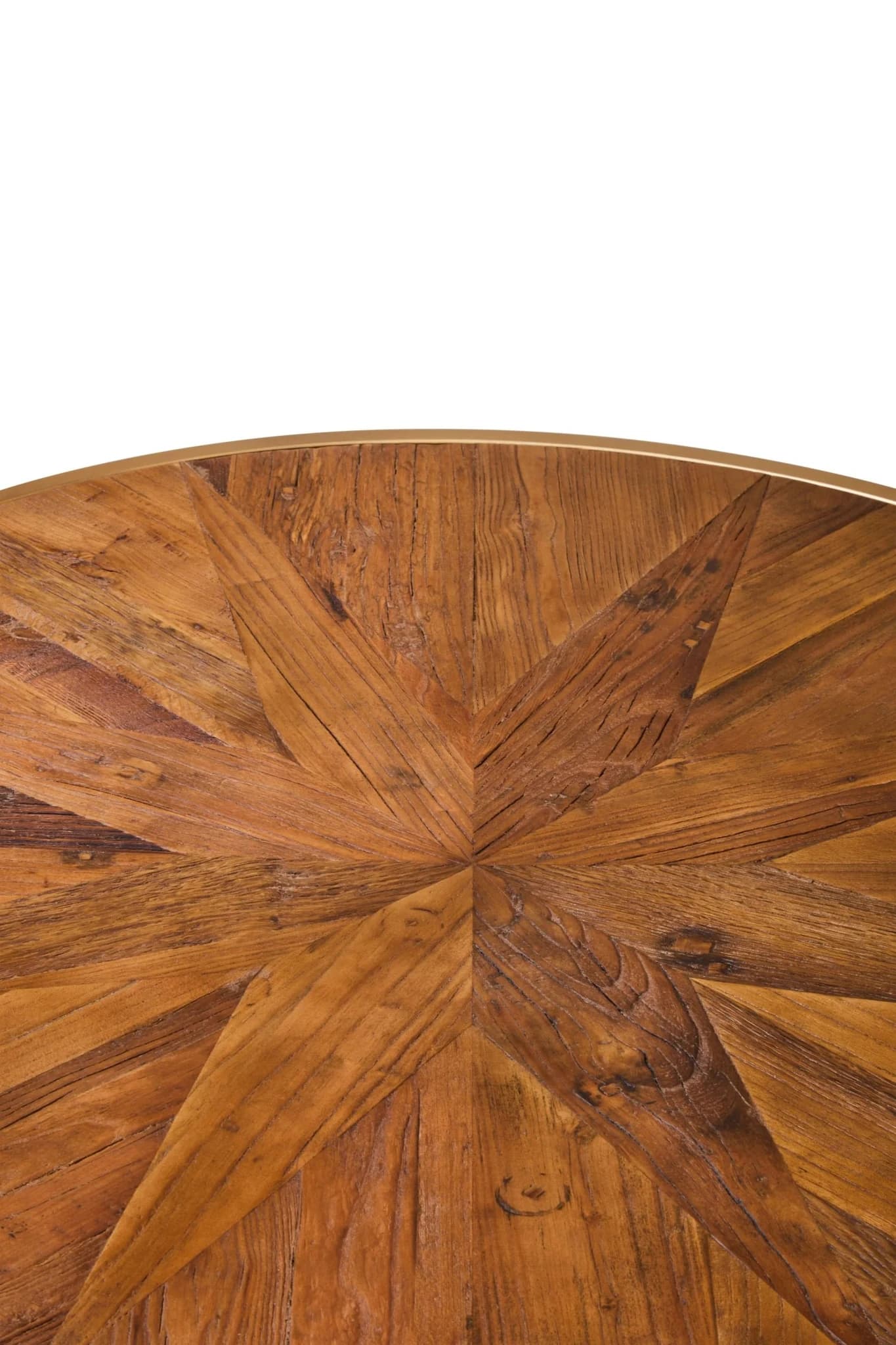 Jodi Round Wooden Coffee Table with Gold Frame - Tables, photo 3 of 6