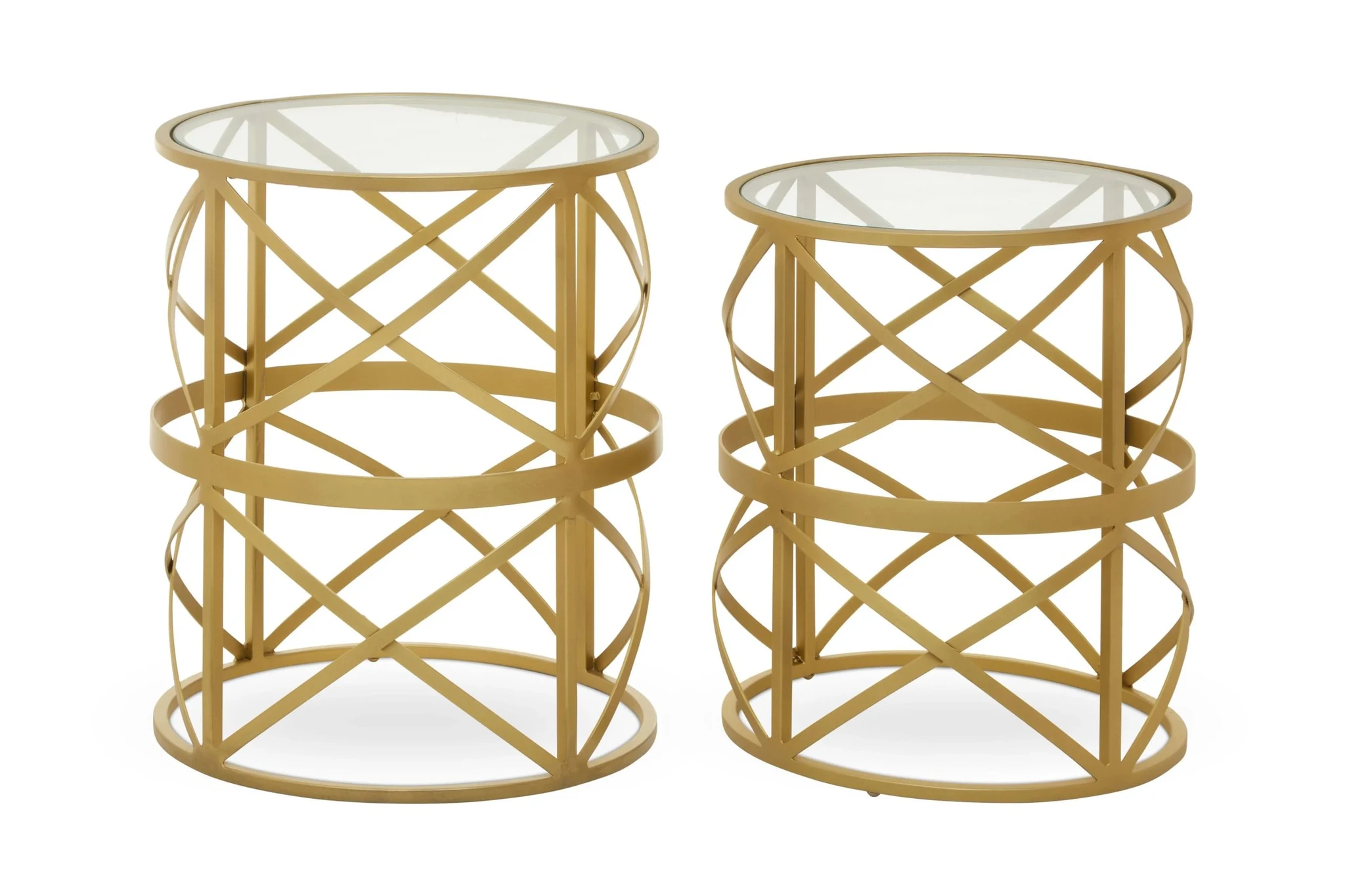 Rabia Antique Brass Finish Set Of 2 Side Tables - Tables, photo 2 of 4