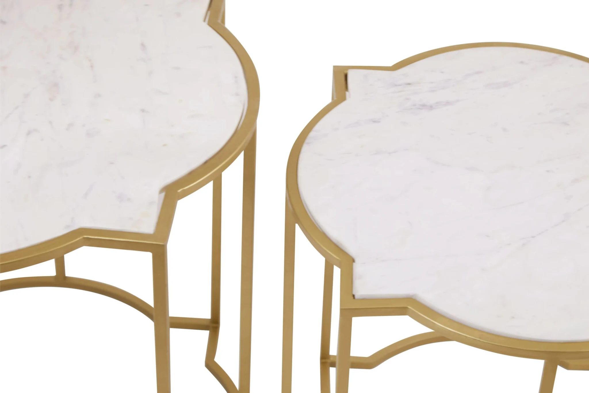 Rabia White Marble and Brass Finish Set of 2 Side Tables - Tables, photo 8 of 8