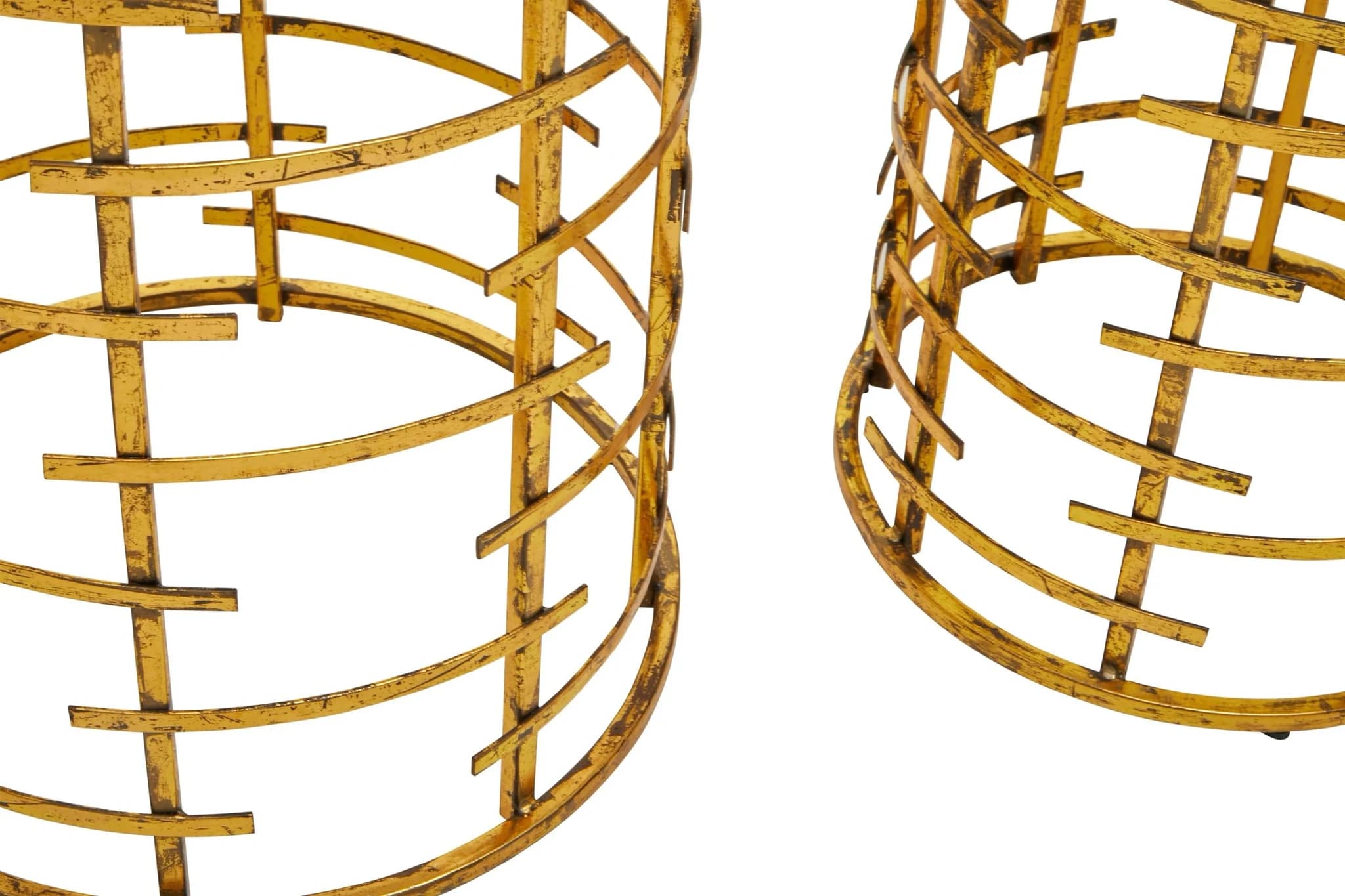 Rabia White Marble and Gold Finish Set of 2 Round Side Tables - Tables, photo 6 of 7