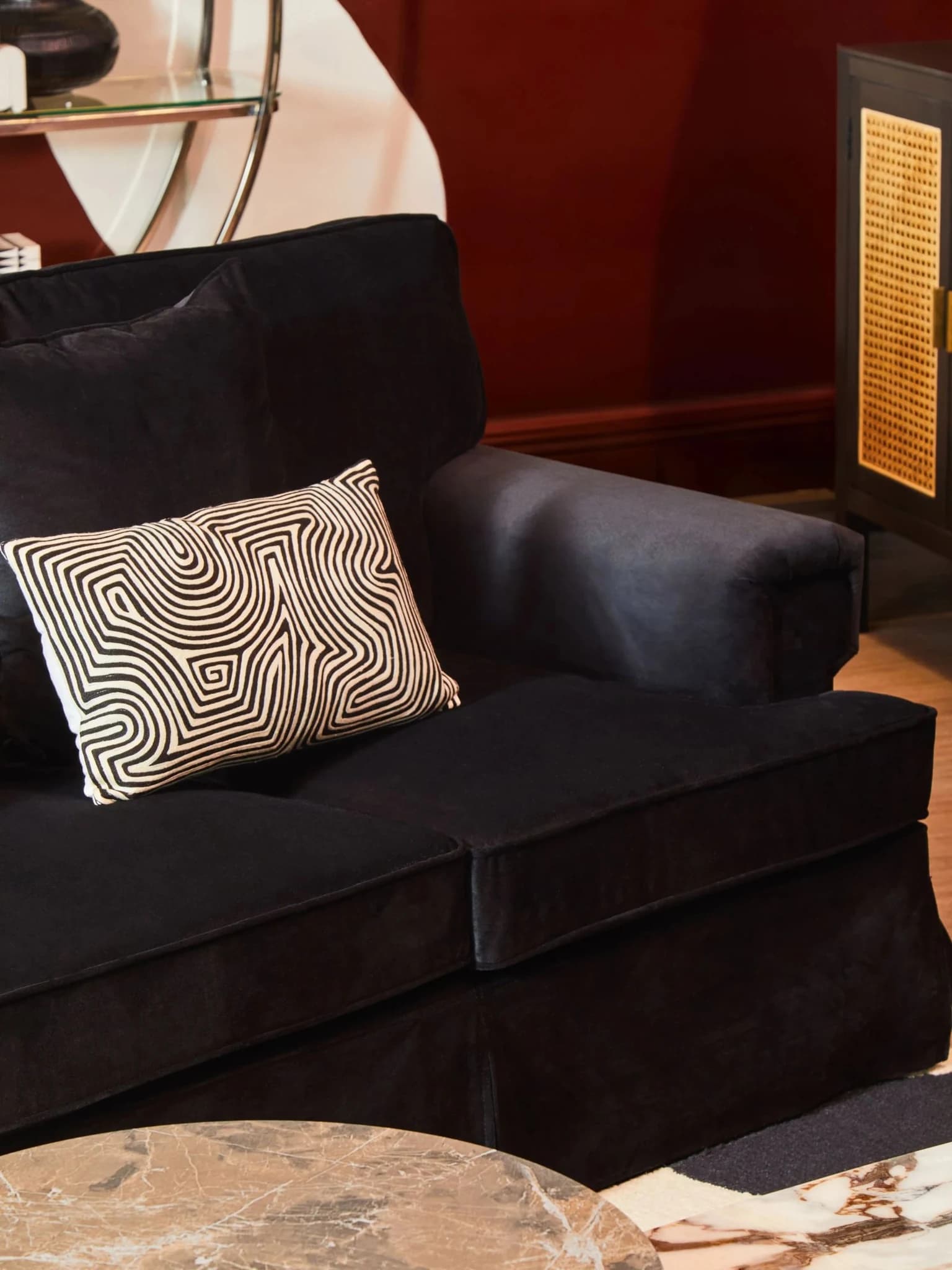 Ralph Three Seat Black Velvet Sofa - Seating, photo 8 of 8