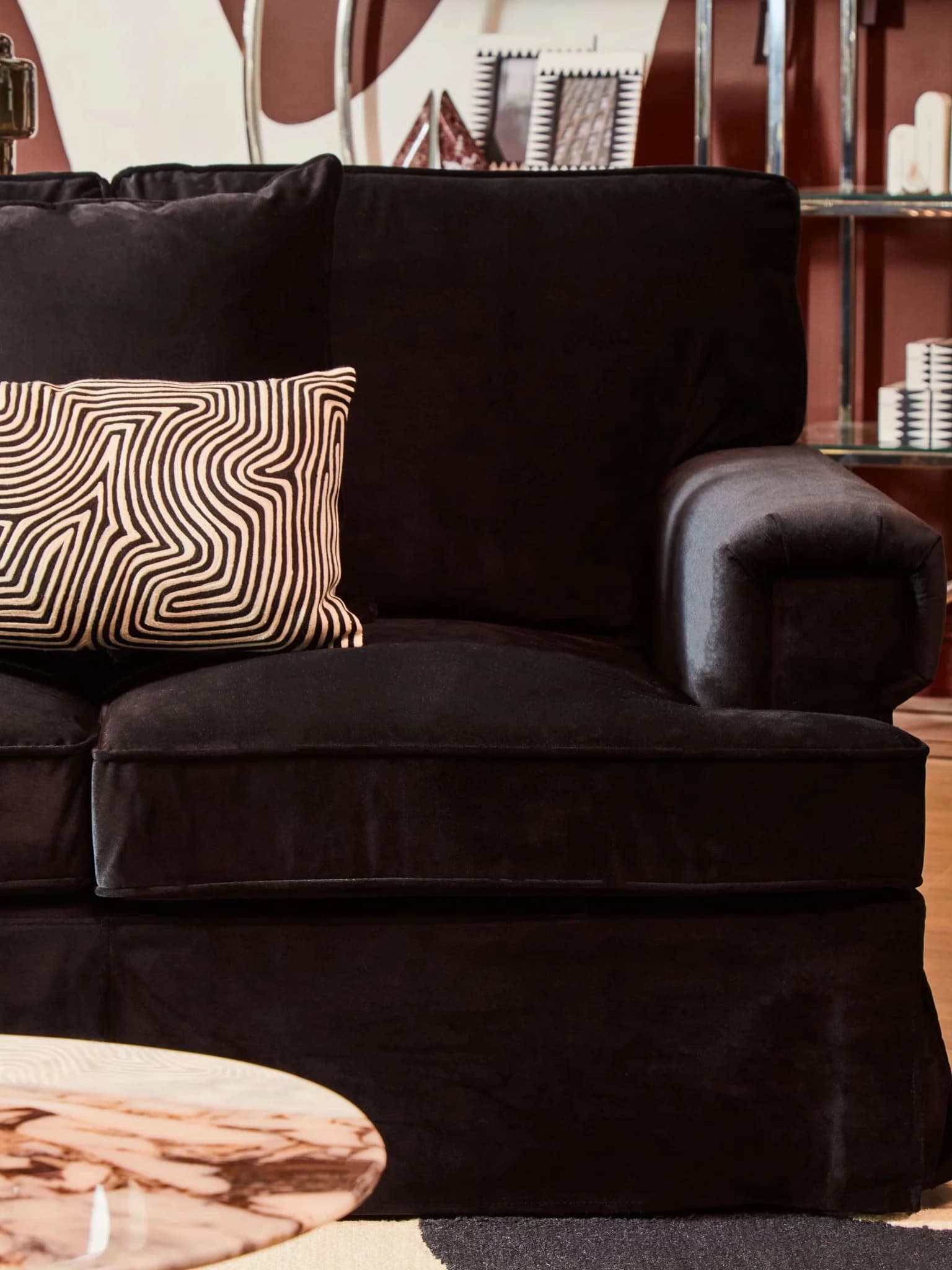 Ralph Three Seat Black Velvet Sofa - Seating, photo 2 of 8