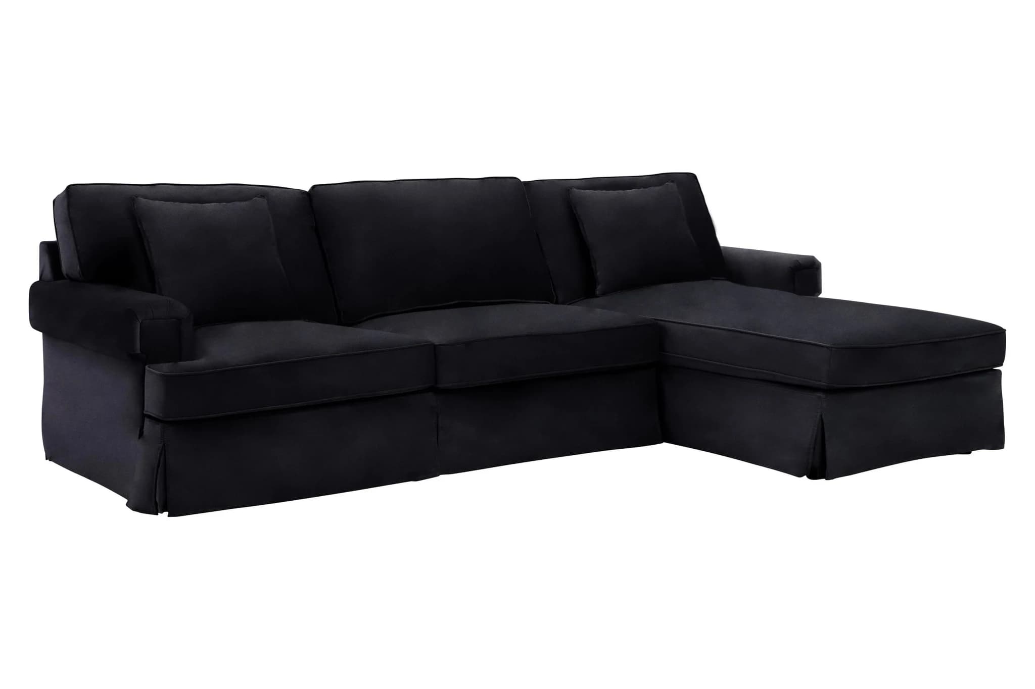Ralph Three Seat Black Velvet Right Chaise Sofa - Seating, photo 4 of 8