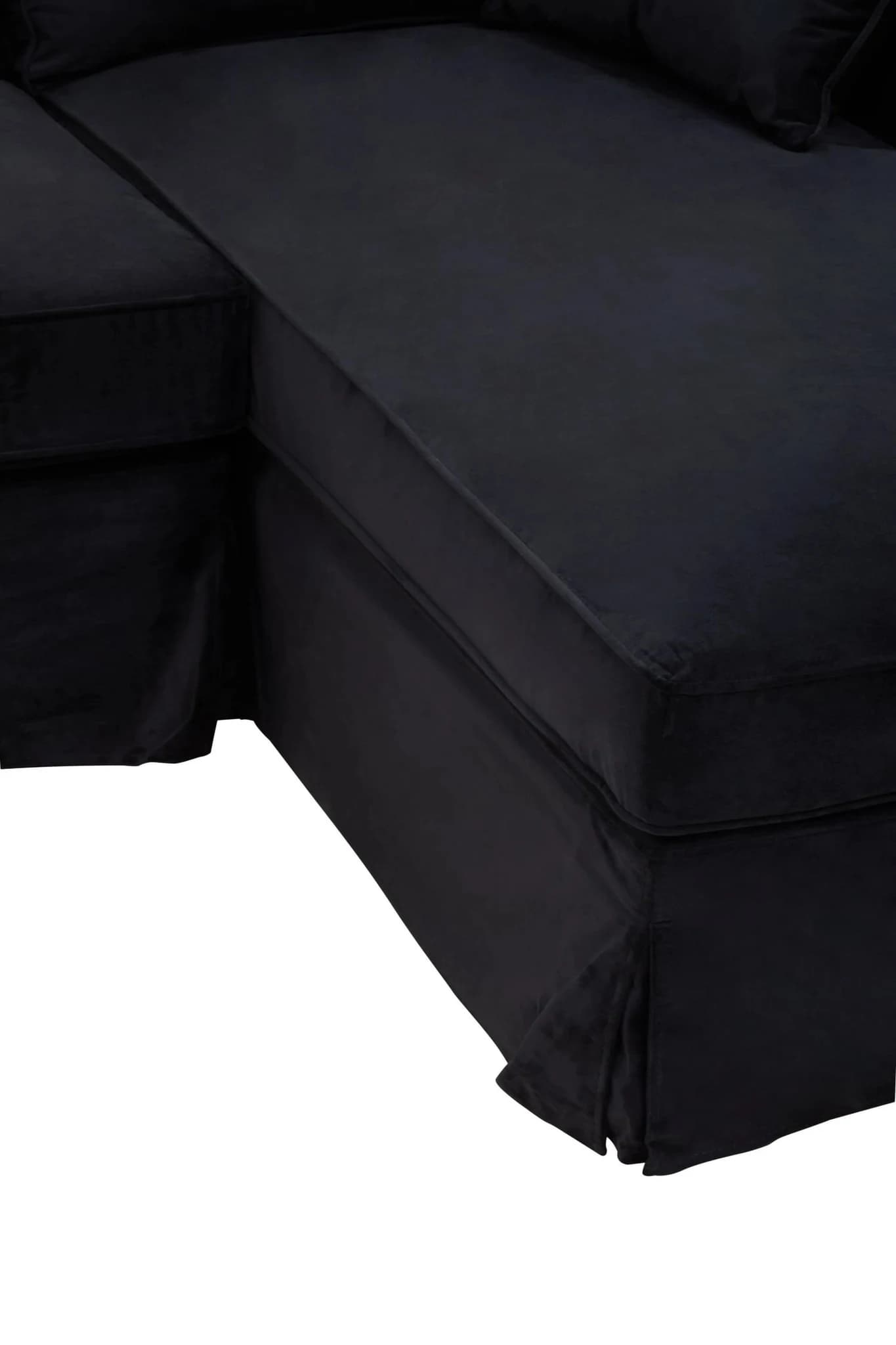 Ralph Three Seat Black Velvet Right Chaise Sofa - Seating, photo 6 of 8