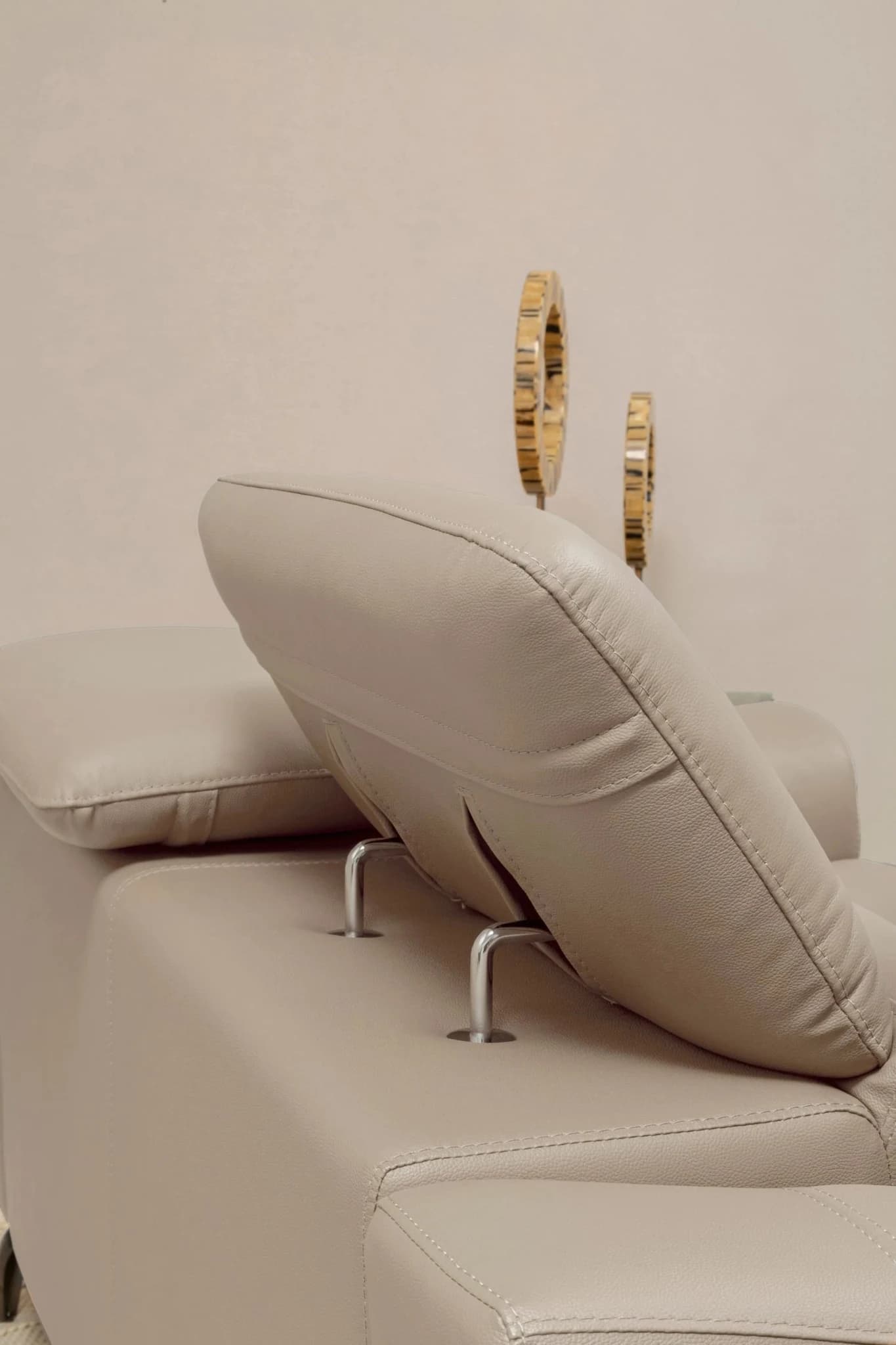 Padua 3 Seat Stone Leather Sofa with Adjustable Headrests - Seating, photo 3 of 8