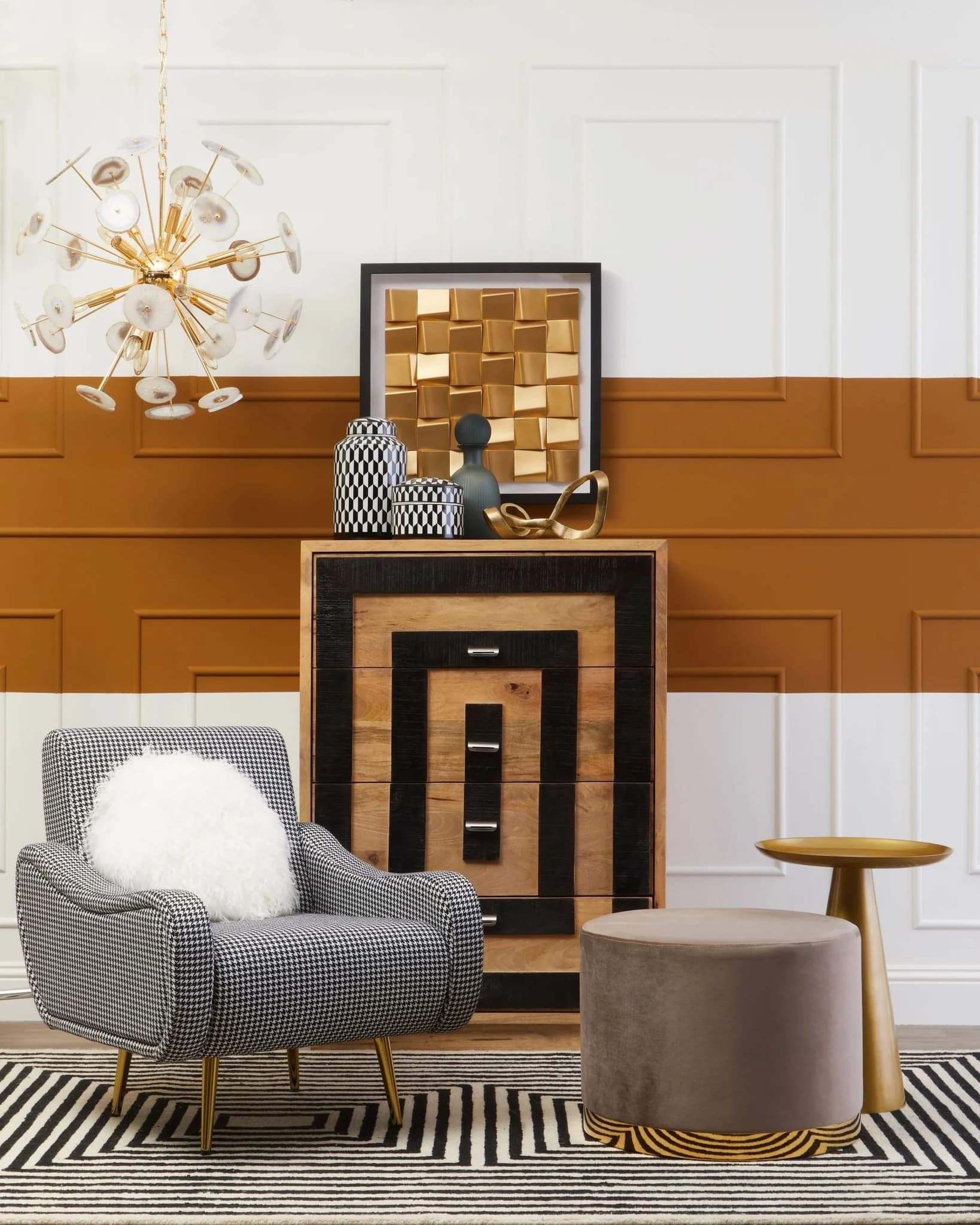Holli Black And White Houndstooth Pattern Armchair - Seating, photo 4 of 8