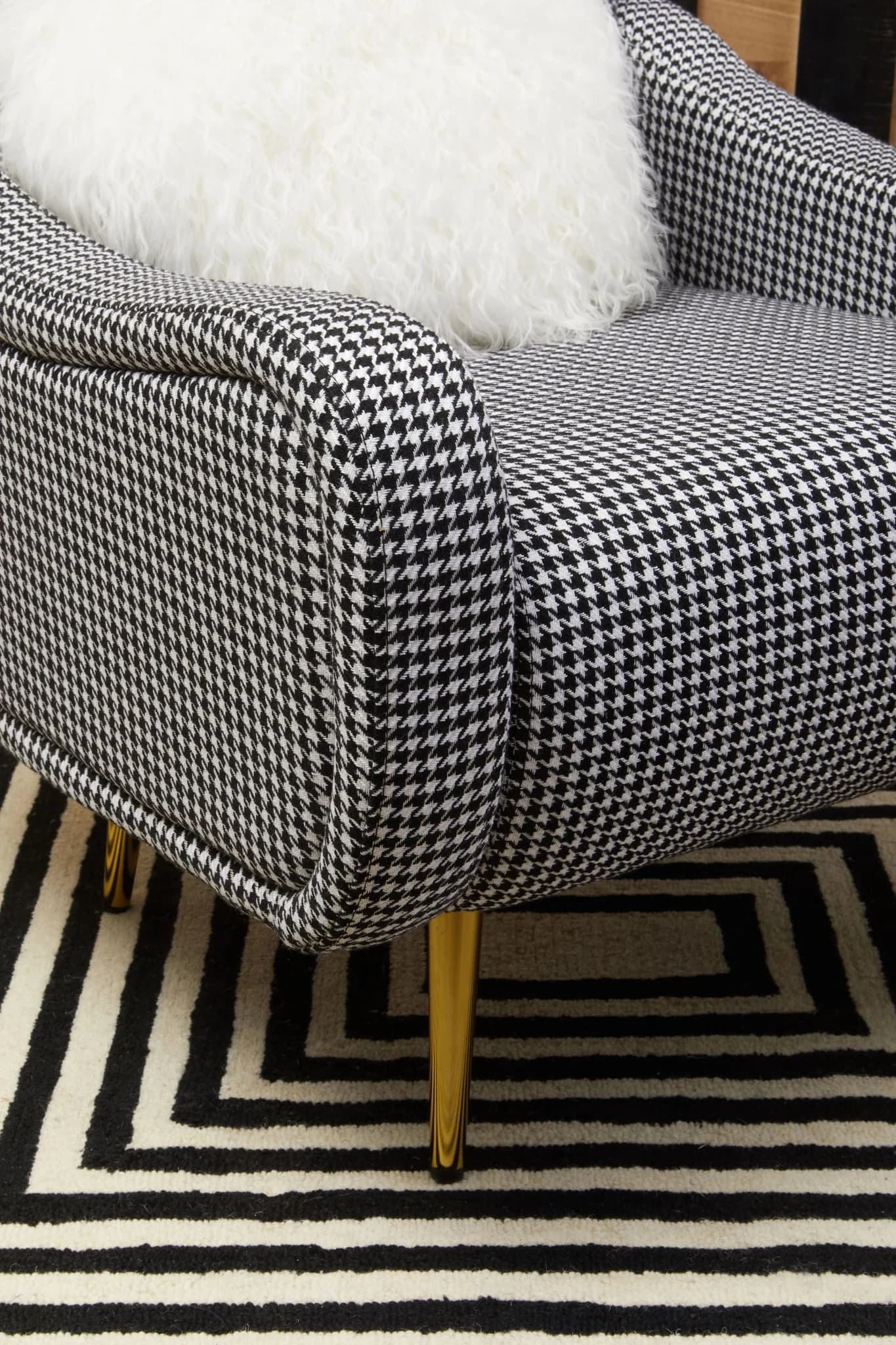 Holli Black And White Houndstooth Pattern Armchair - Seating, photo 3 of 8