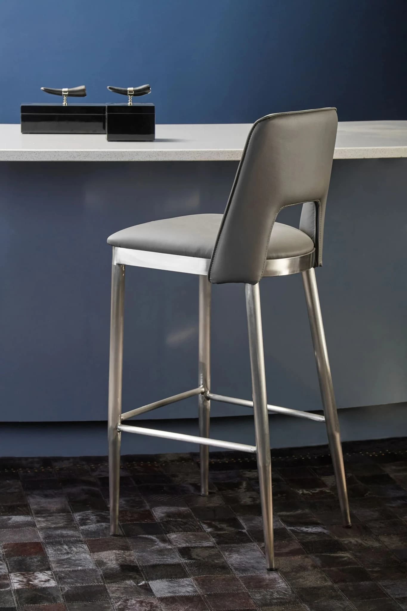 Gilden Grey Leather Effect Bar Chair - Seating, photo 4 of 8