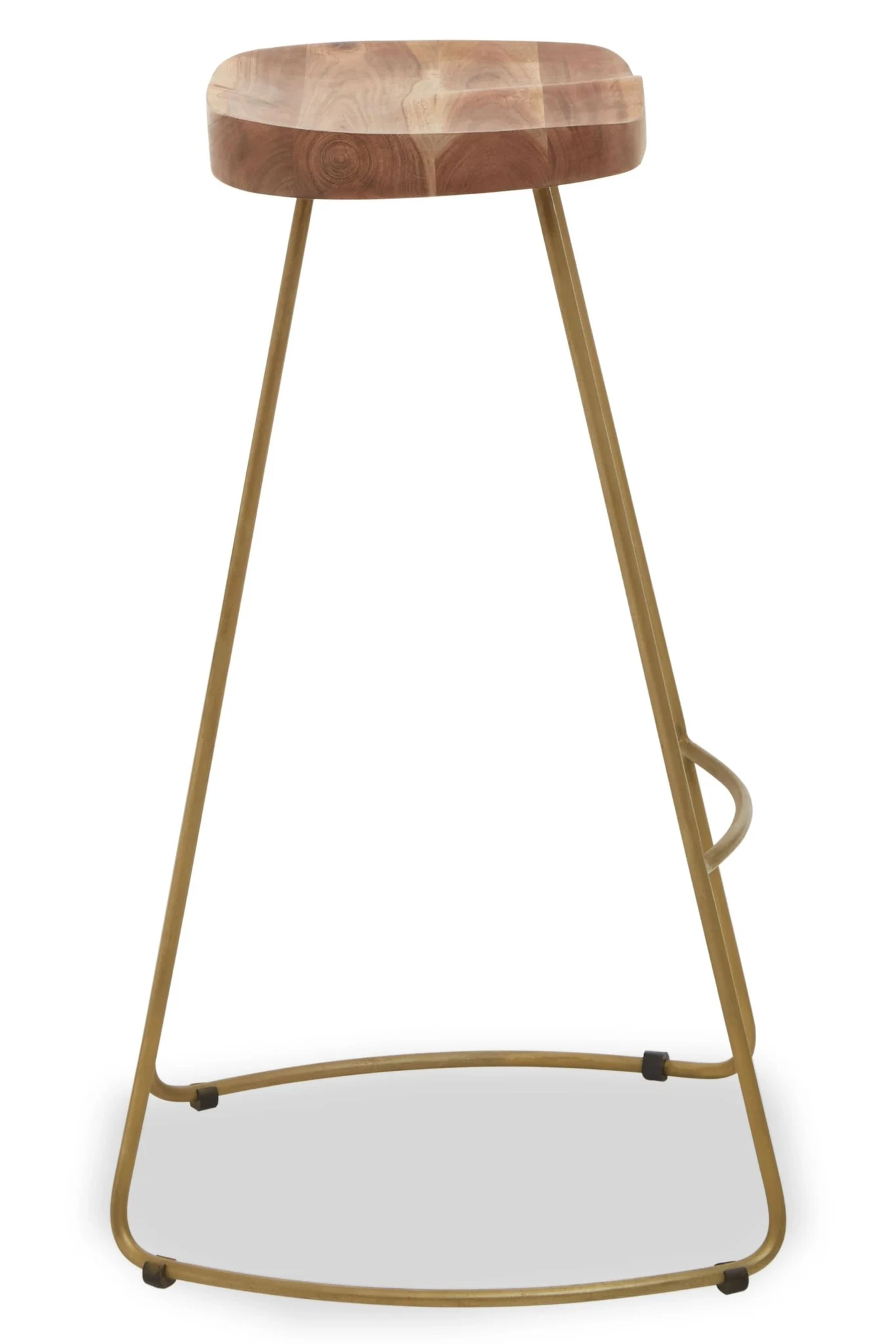 Nandri Acacia Wood and Antique Brass Bar Stool - Seating, photo 3 of 6