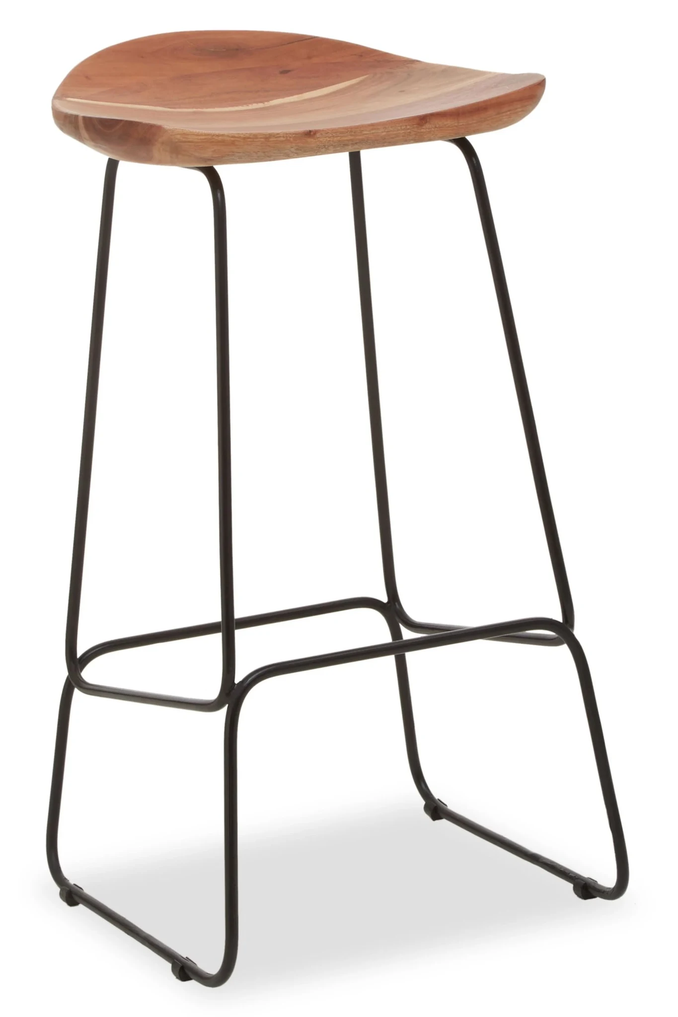 Nandri Acacia Wood and Black Frame Bar Stool - Seating, photo 6 of 8