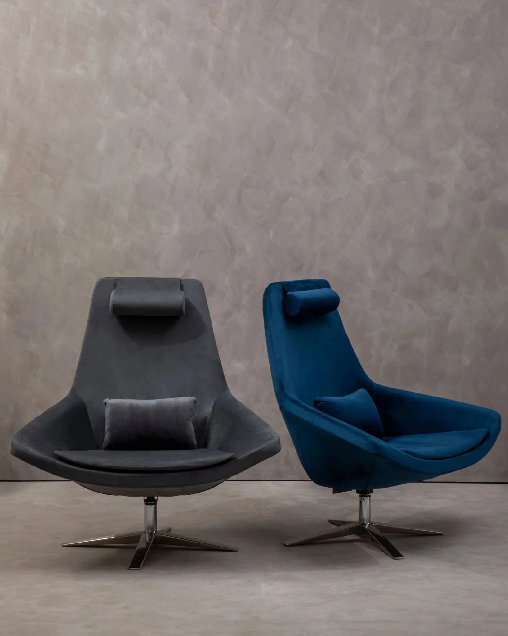 Kalo Grey Velvet Swivel Lounge Chair - Seating, photo 3 of 8