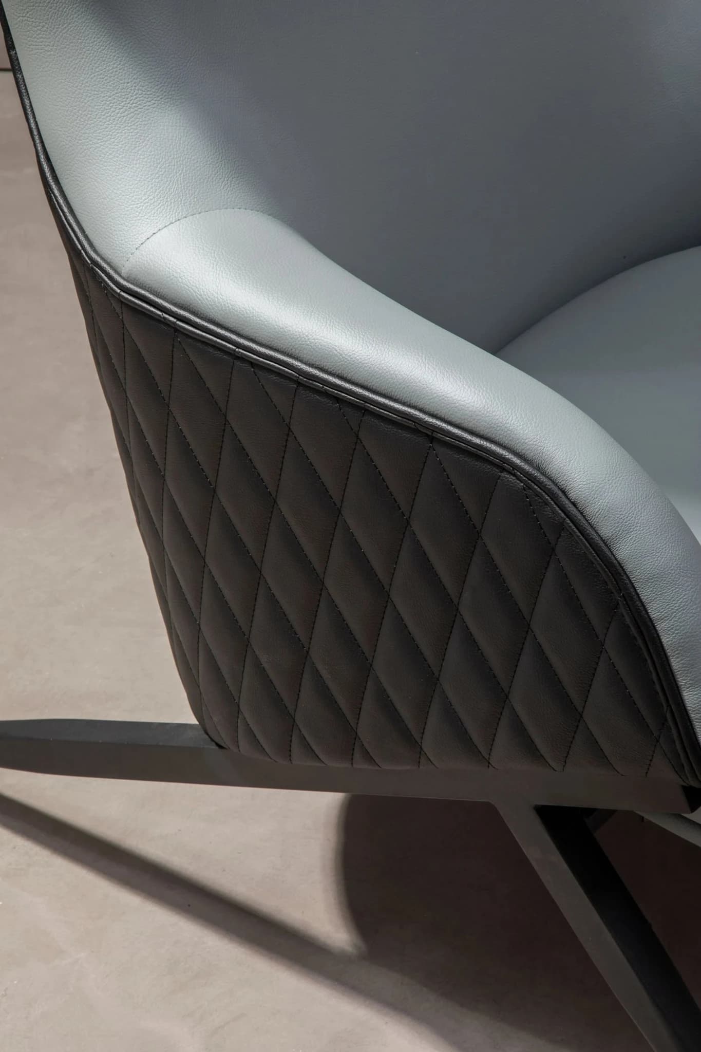 Kiev Grey Fabric and Black Leather Effect Armchair - Seating, photo 4 of 8