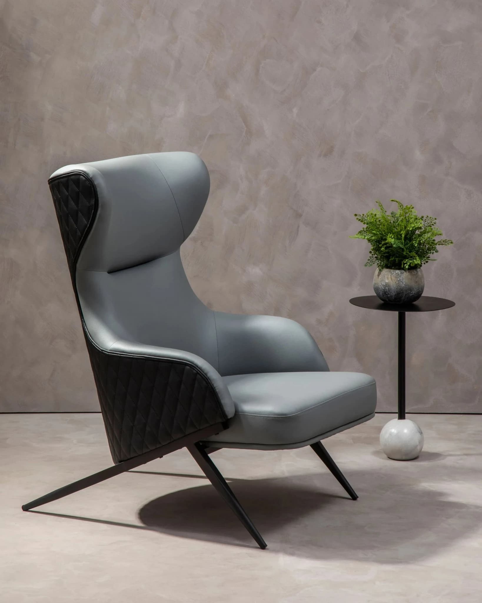 Kiev Grey Fabric and Black Leather Effect Armchair - Seating, photo 2 of 8