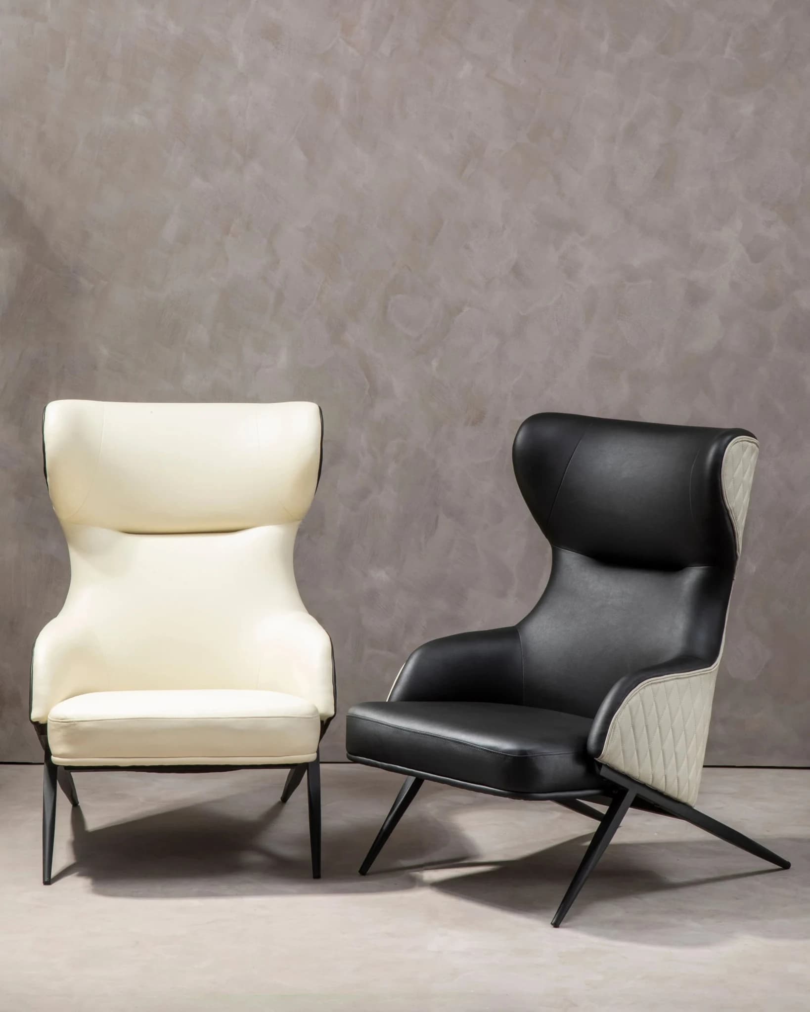 Kiev Ivory Fabric and Black Leather Effect Armchair - Seating, photo 7 of 8