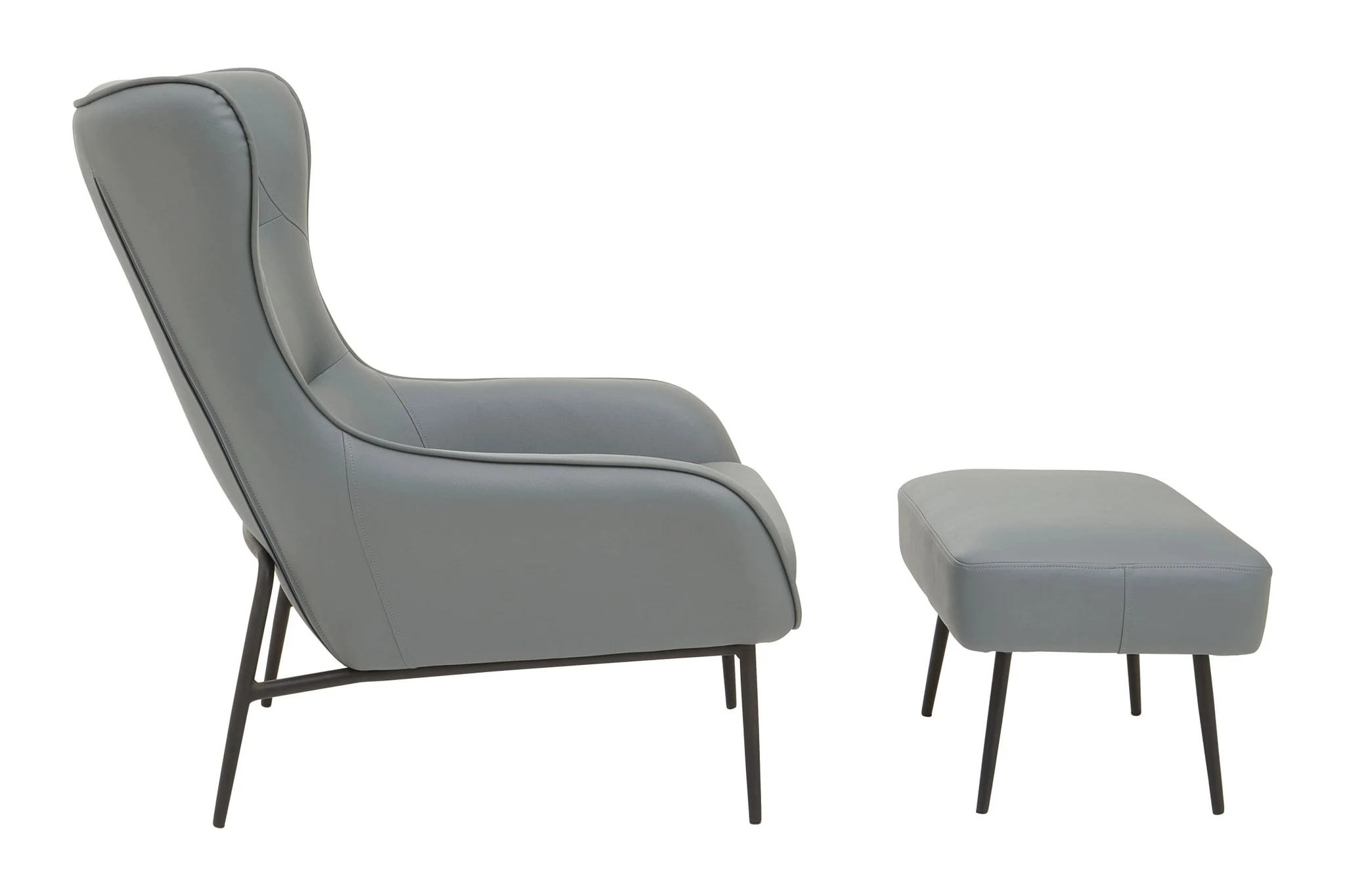 Kaiko Grey Faux Leather Armchair And Footstool - Seating, photo 7 of 8