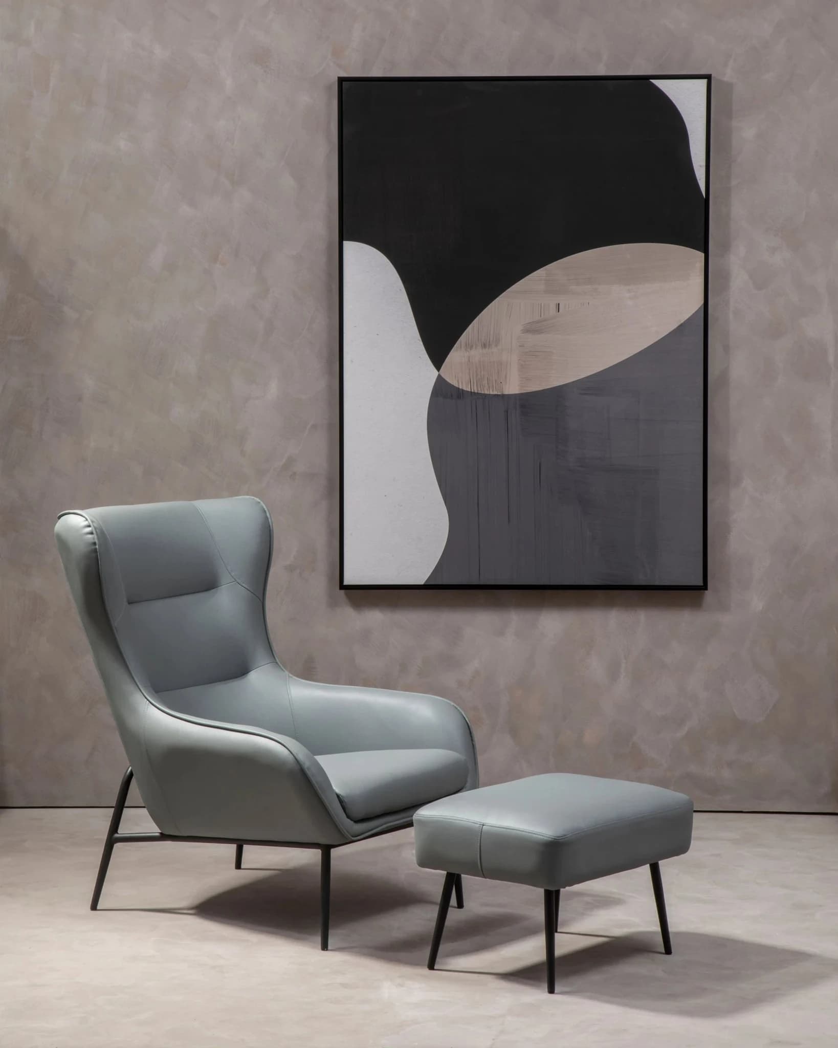 Kaiko Grey Faux Leather Armchair And Footstool - Seating, photo 5 of 8