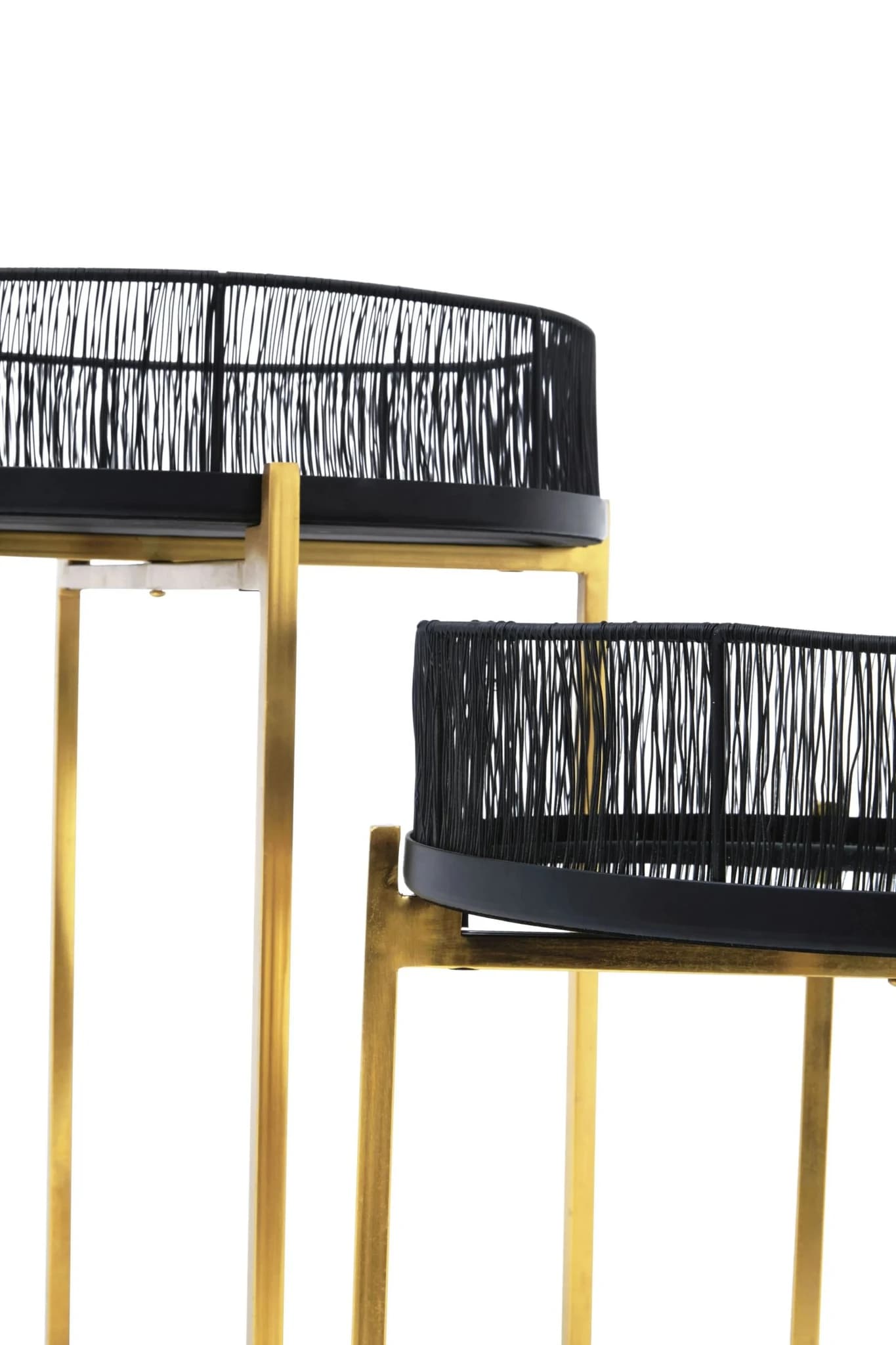 Enzo Set Of Two Black Wire And Gold Frame Side Tables - Tables, photo 8 of 8