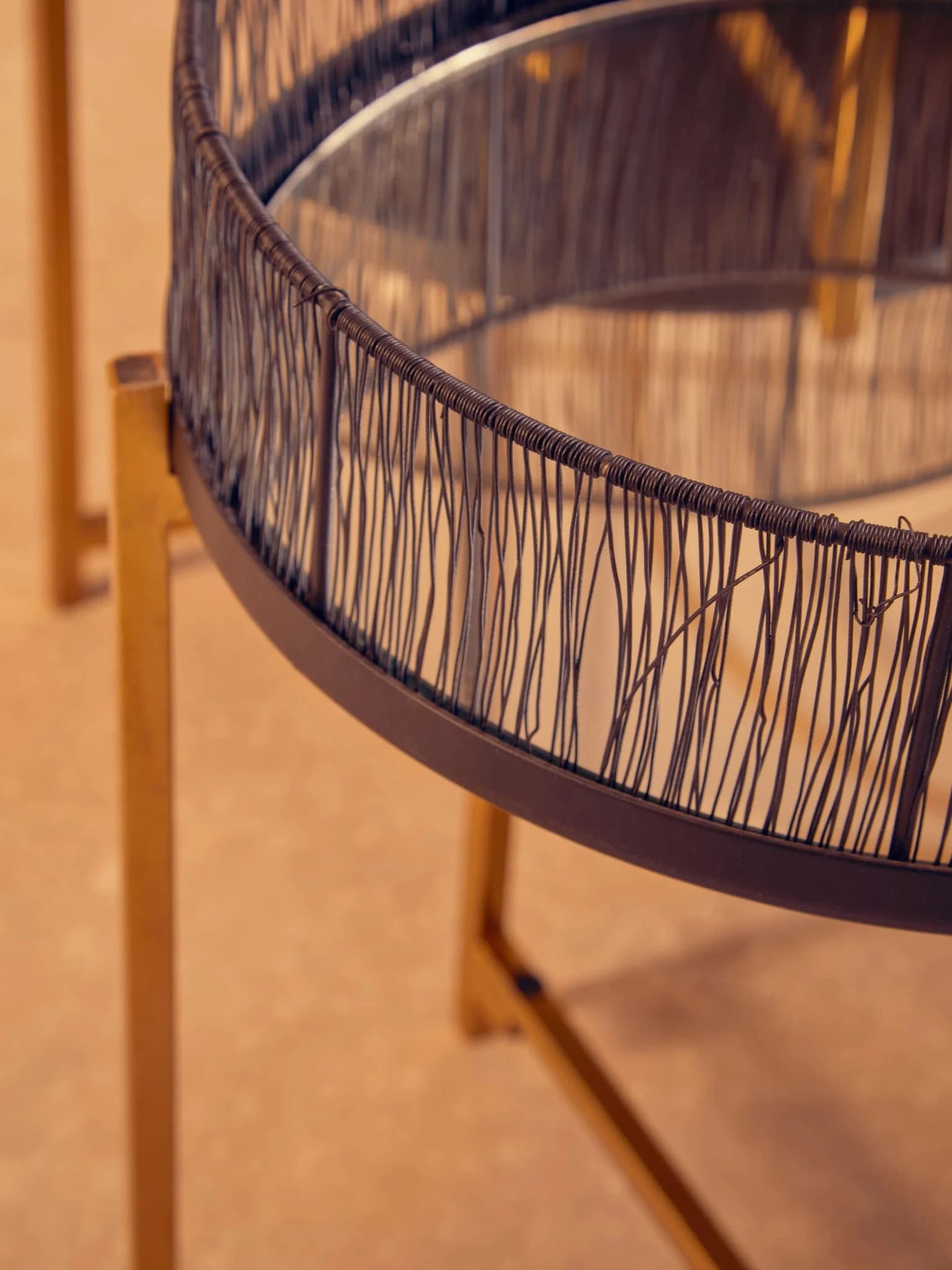 Enzo Set Of Two Black Wire And Gold Frame Side Tables - Tables, photo 2 of 8