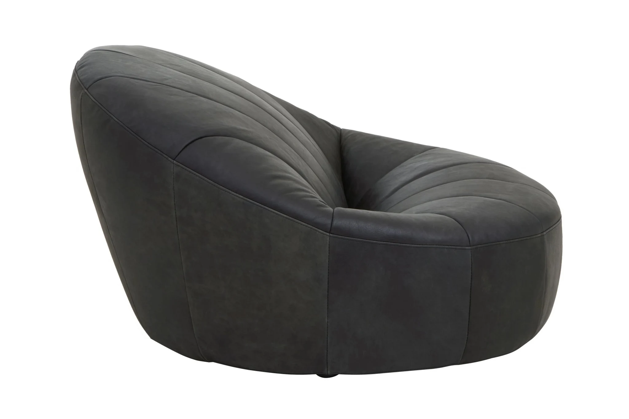 Hoxton Antique Black Leather Lounge Cocoon Chair - Seating, photo 6 of 8