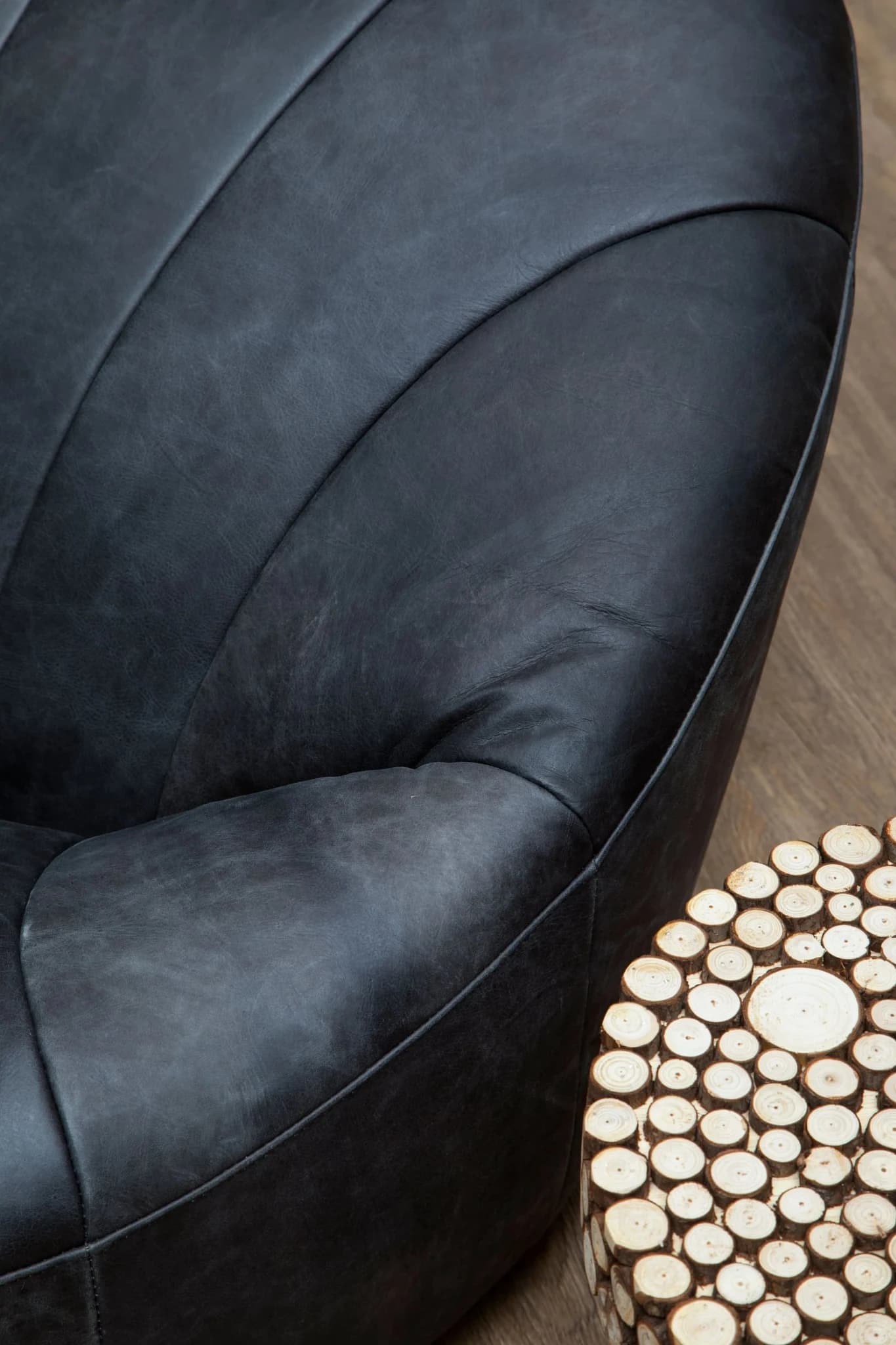 Hoxton Antique Black Leather Lounge Cocoon Chair - Seating, photo 3 of 8