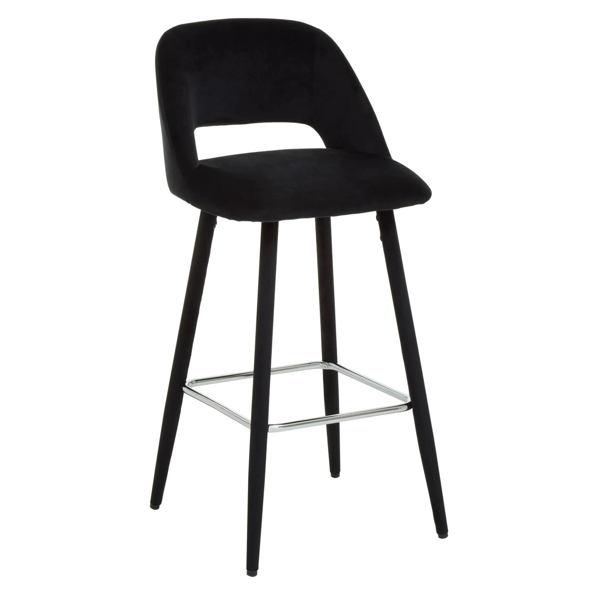 Warren Black Velvet Bar Chair with Silver Finish Footrest - Seating, photo 8 of 8