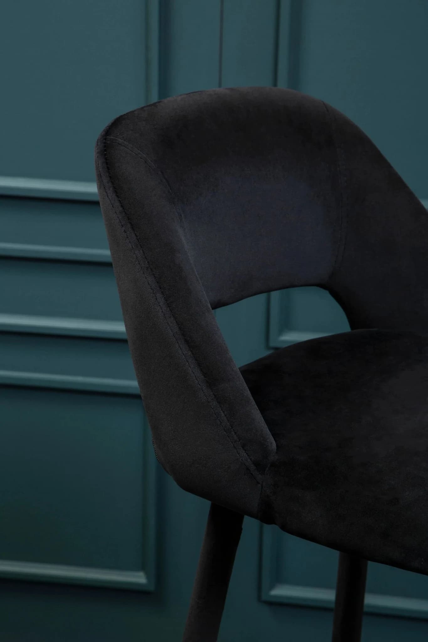 Warren Black Velvet Bar Chair with Silver Finish Footrest - Seating, photo 3 of 8