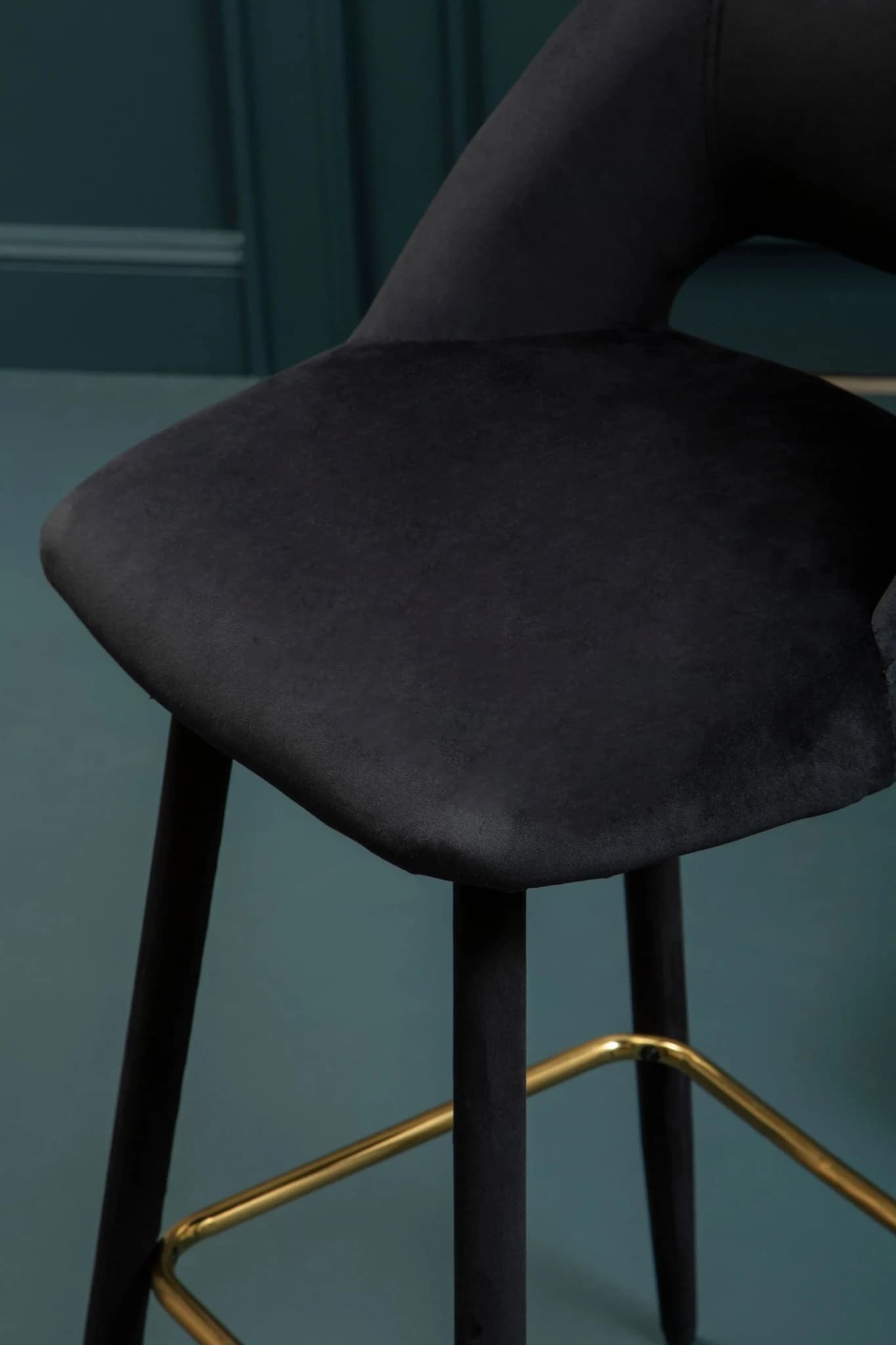 Warren Black Velvet Bar Chair with Gold Finish Footrest - Seating, photo 5 of 8